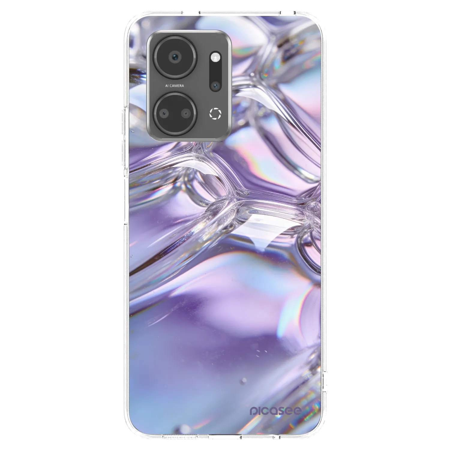Picasee silikonowe przeźroczyste etui na Honor X7a - Iridescent bubbles