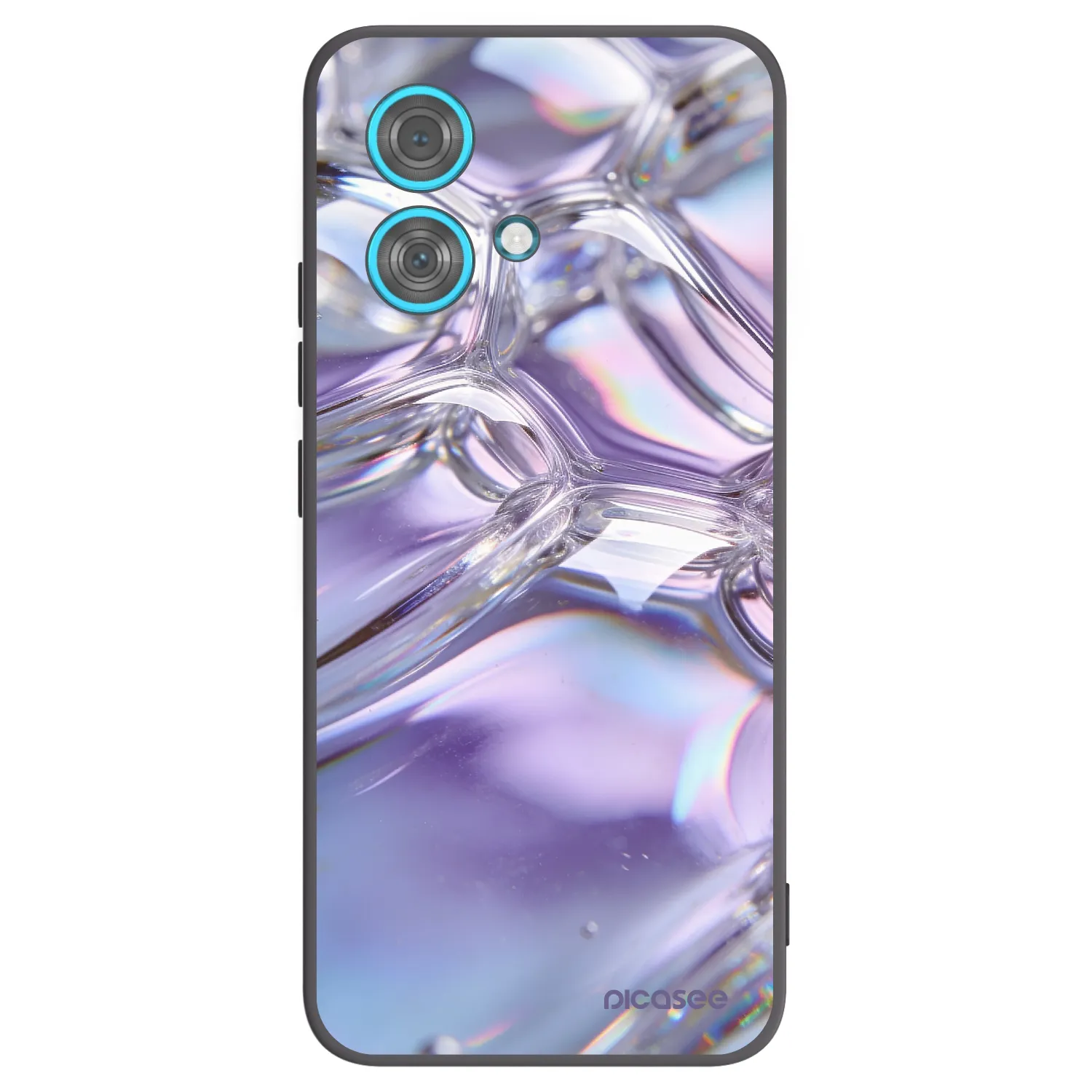 Picasee silikonowe czarne etui na Motorola Edge 40 Neo - Iridescent bubbles