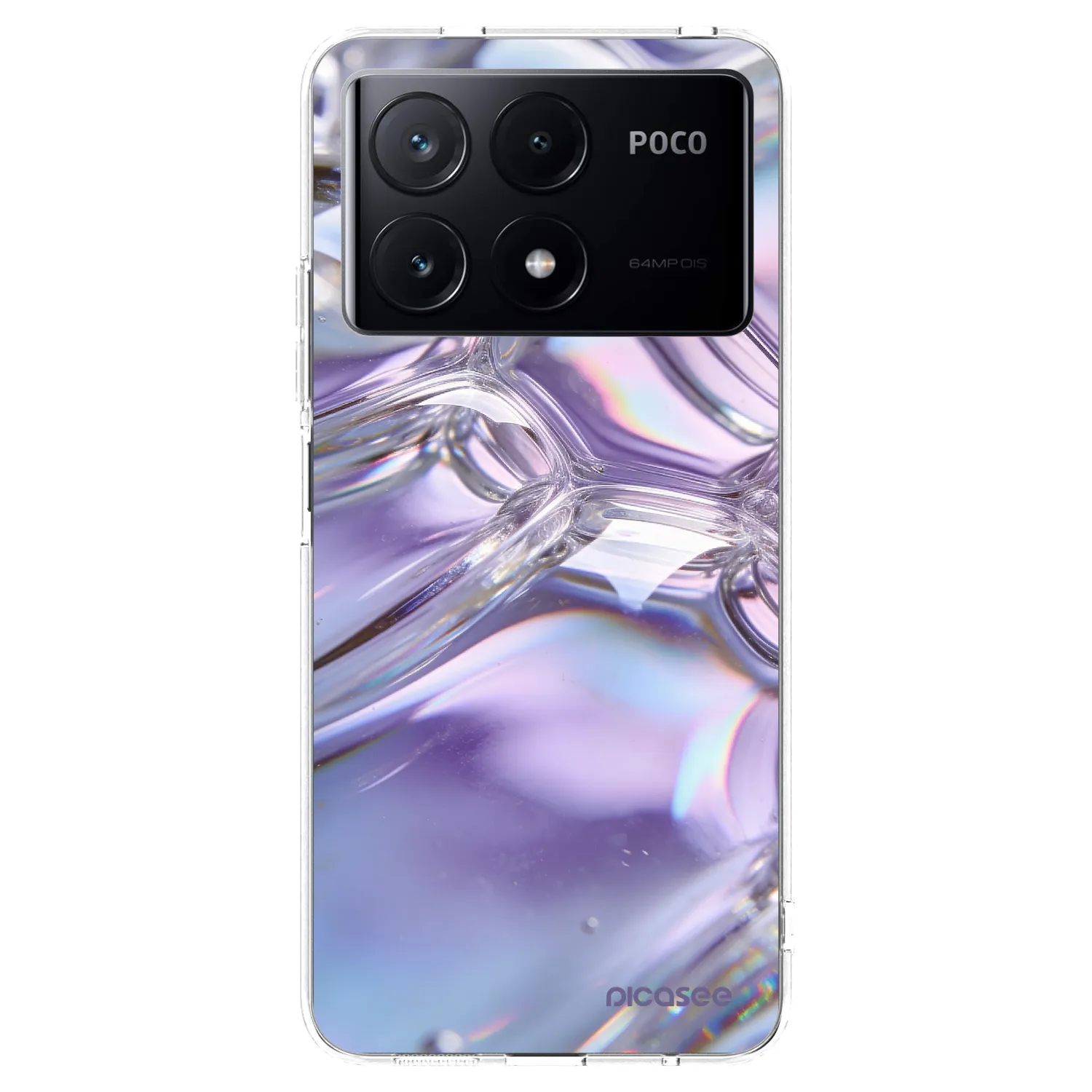 Picasee silikonowe przeźroczyste etui na Xiaomi Poco X6 Pro - Iridescent bubbles