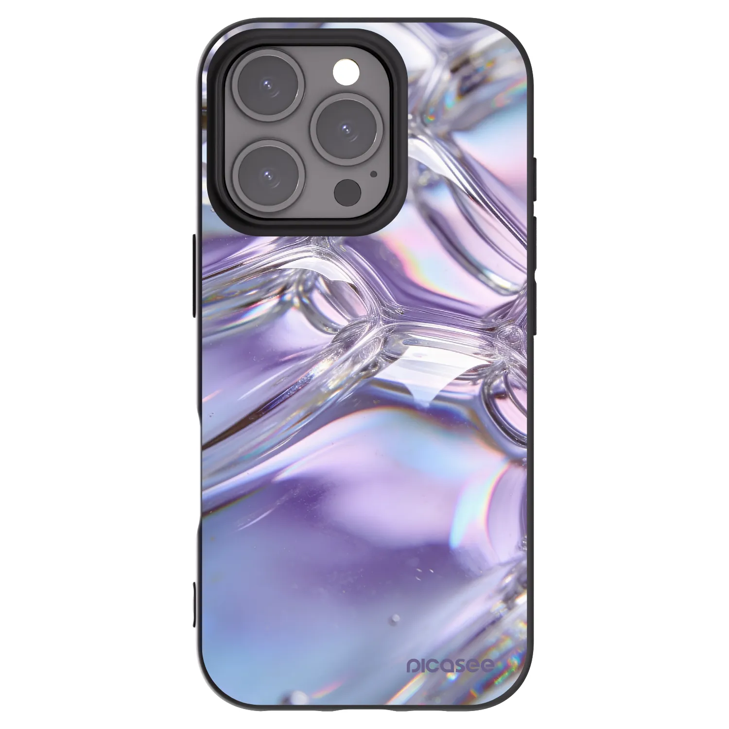 Picasee silikonowe czarne etui na Apple iPhone 16 Pro - Iridescent bubbles