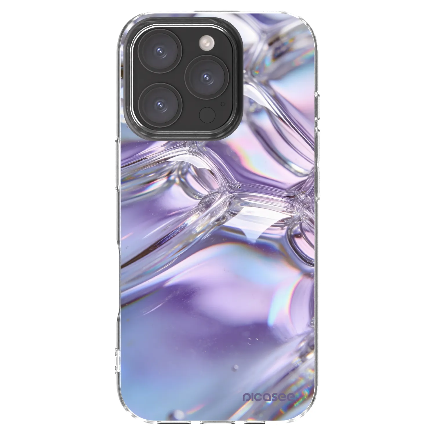 Picasee silikonowe przeźroczyste etui na Apple iPhone 16 Pro - Iridescent bubbles