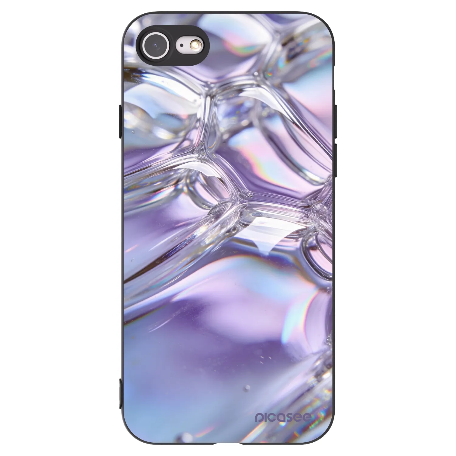 Picasee silikonowe czarne etui na Apple iPhone 8 - Iridescent bubbles