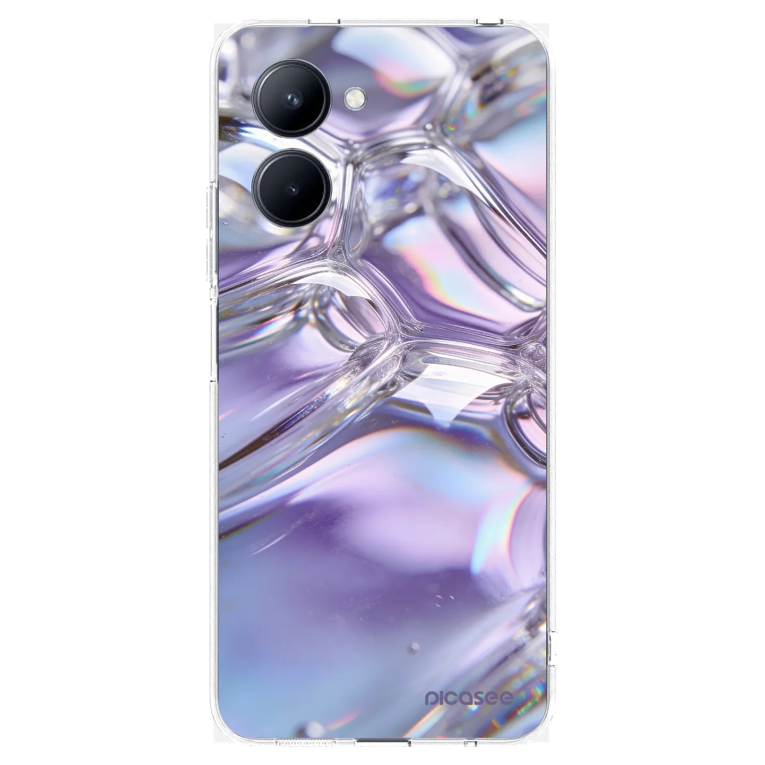 Picasee silikonowe przeźroczyste etui na Realme C33 (2023) - Iridescent bubbles
