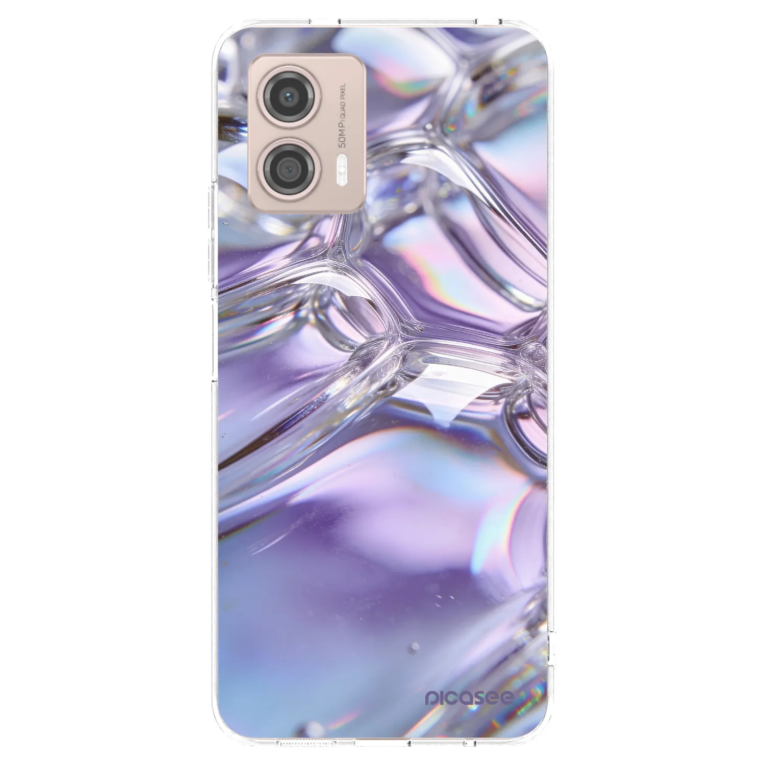 Picasee silikonowe przeźroczyste etui na Motorola Moto G53 5G - Iridescent bubbles