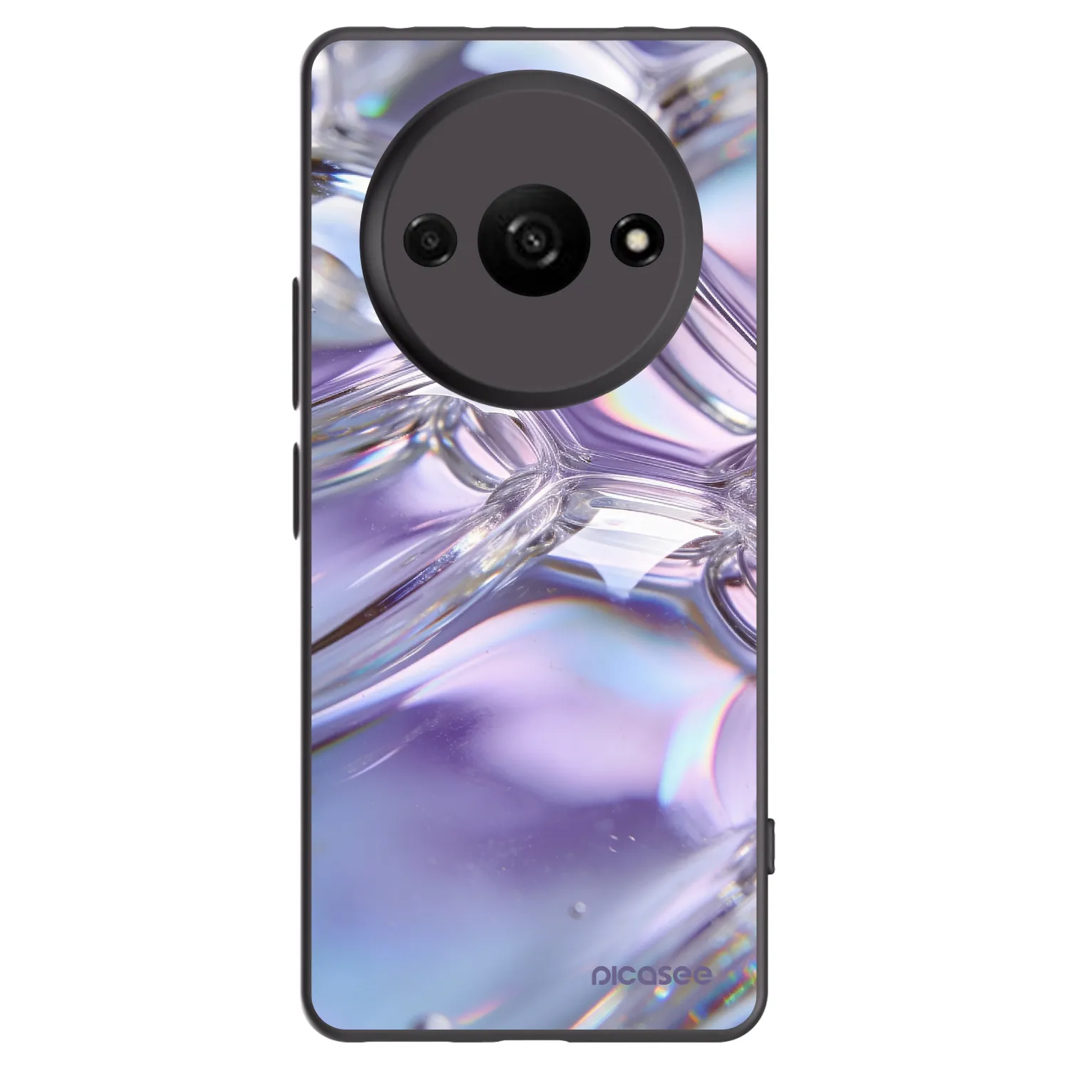 Picasee silikonowe czarne etui na Xiaomi Redmi A3 - Iridescent bubbles