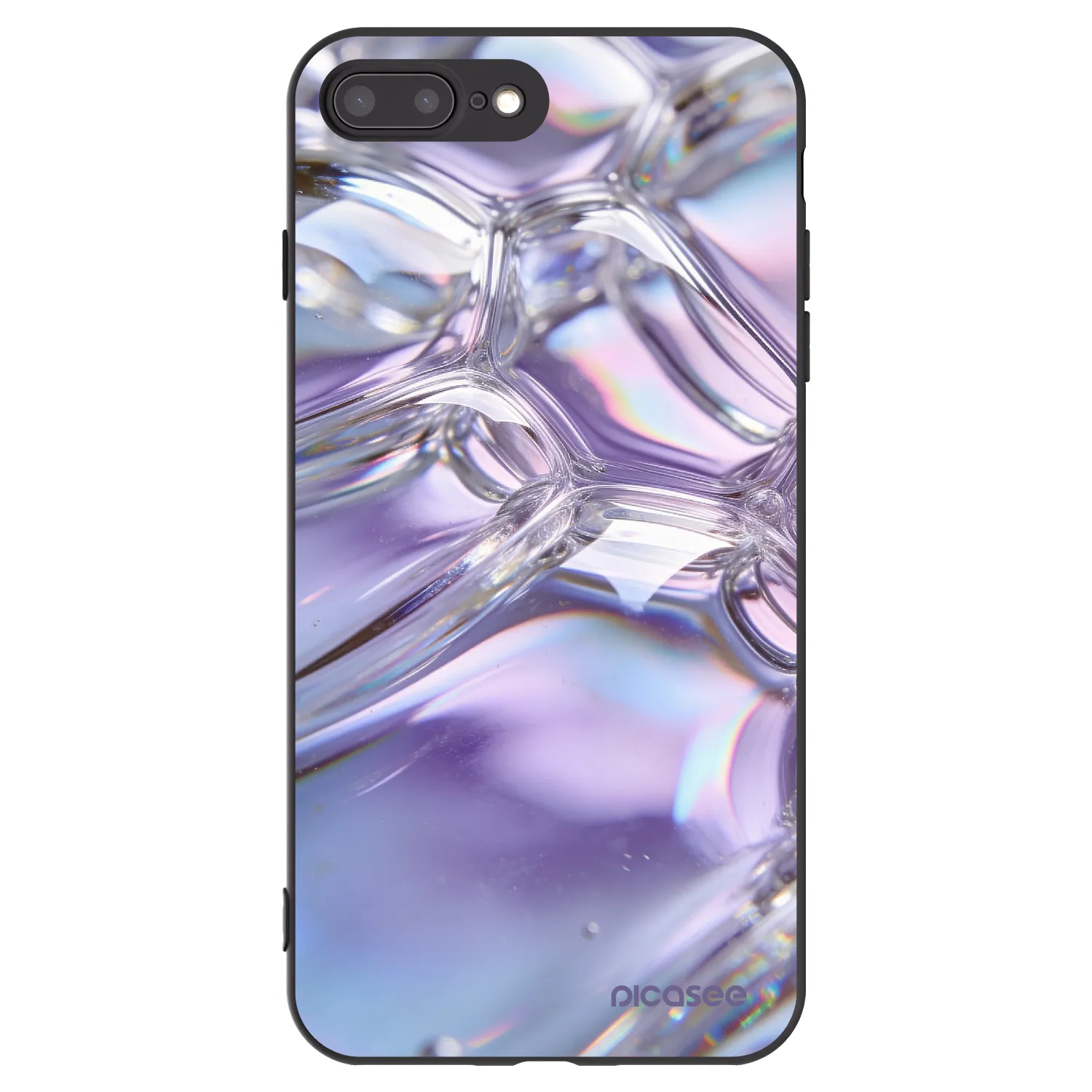 Picasee silikonowe czarne etui na Apple iPhone 8 Plus - Iridescent bubbles