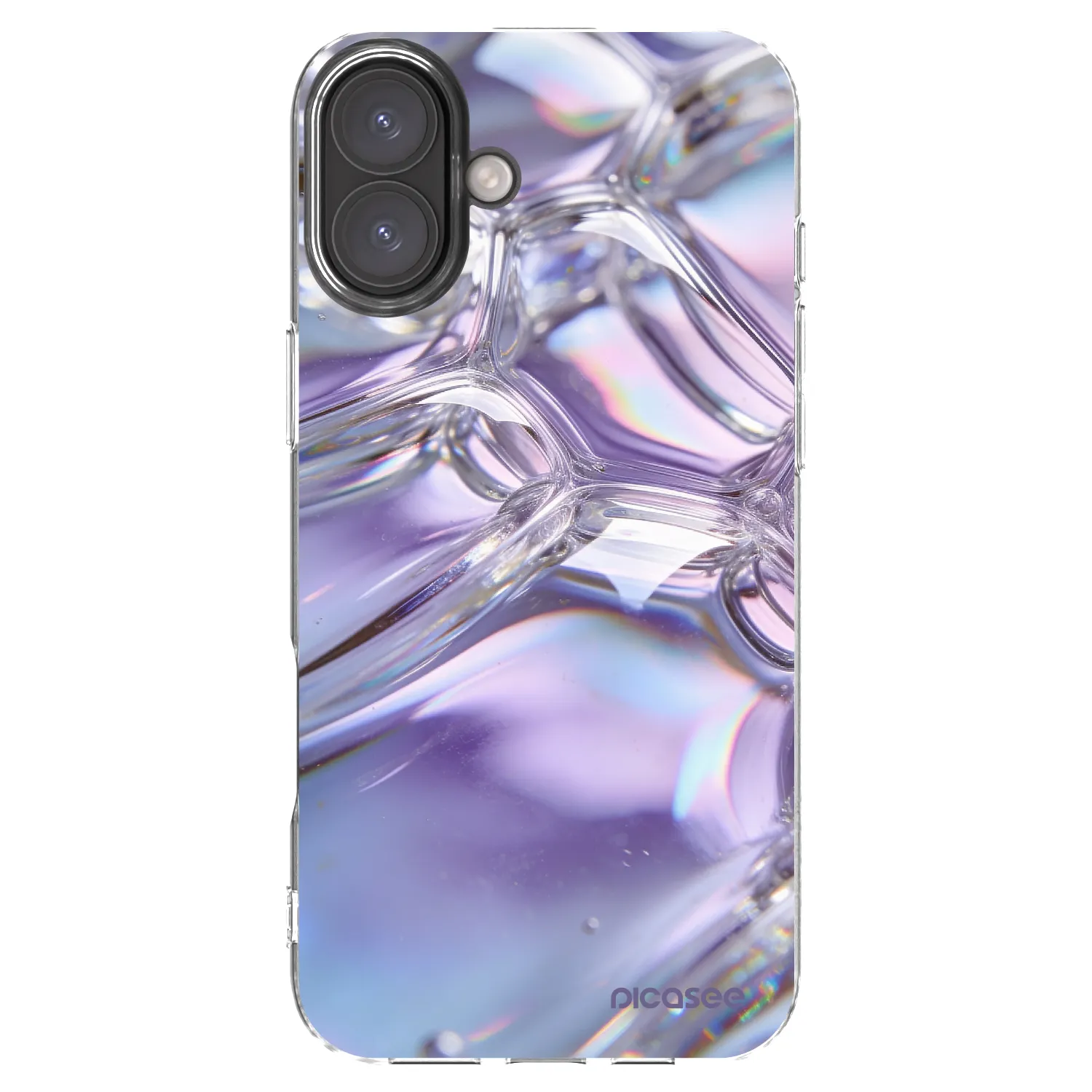 Picasee silikonowe przeźroczyste etui na Apple iPhone 16 Plus - Iridescent bubbles