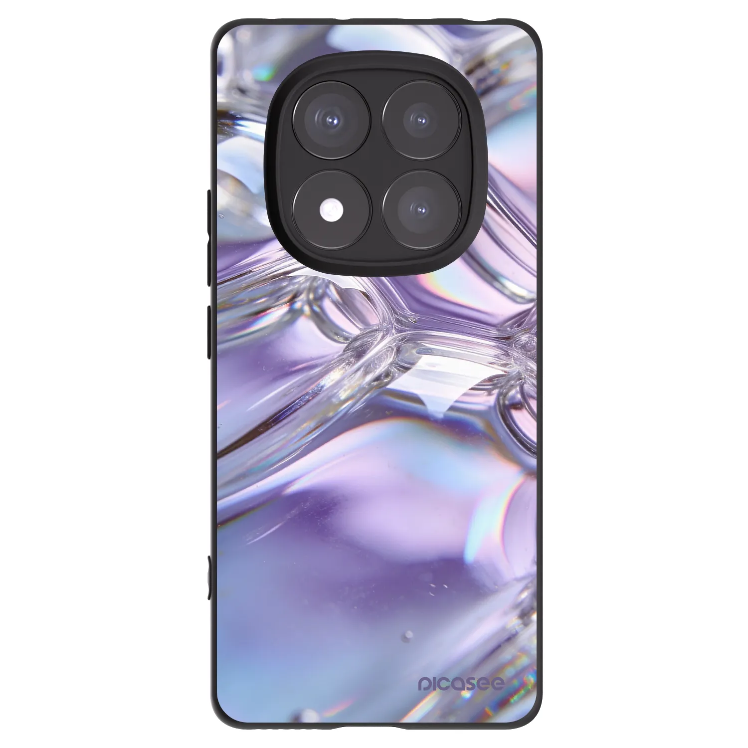 Picasee silikonowe czarne etui na Xiaomi Redmi Note 14 Pro 5G - Iridescent bubbles