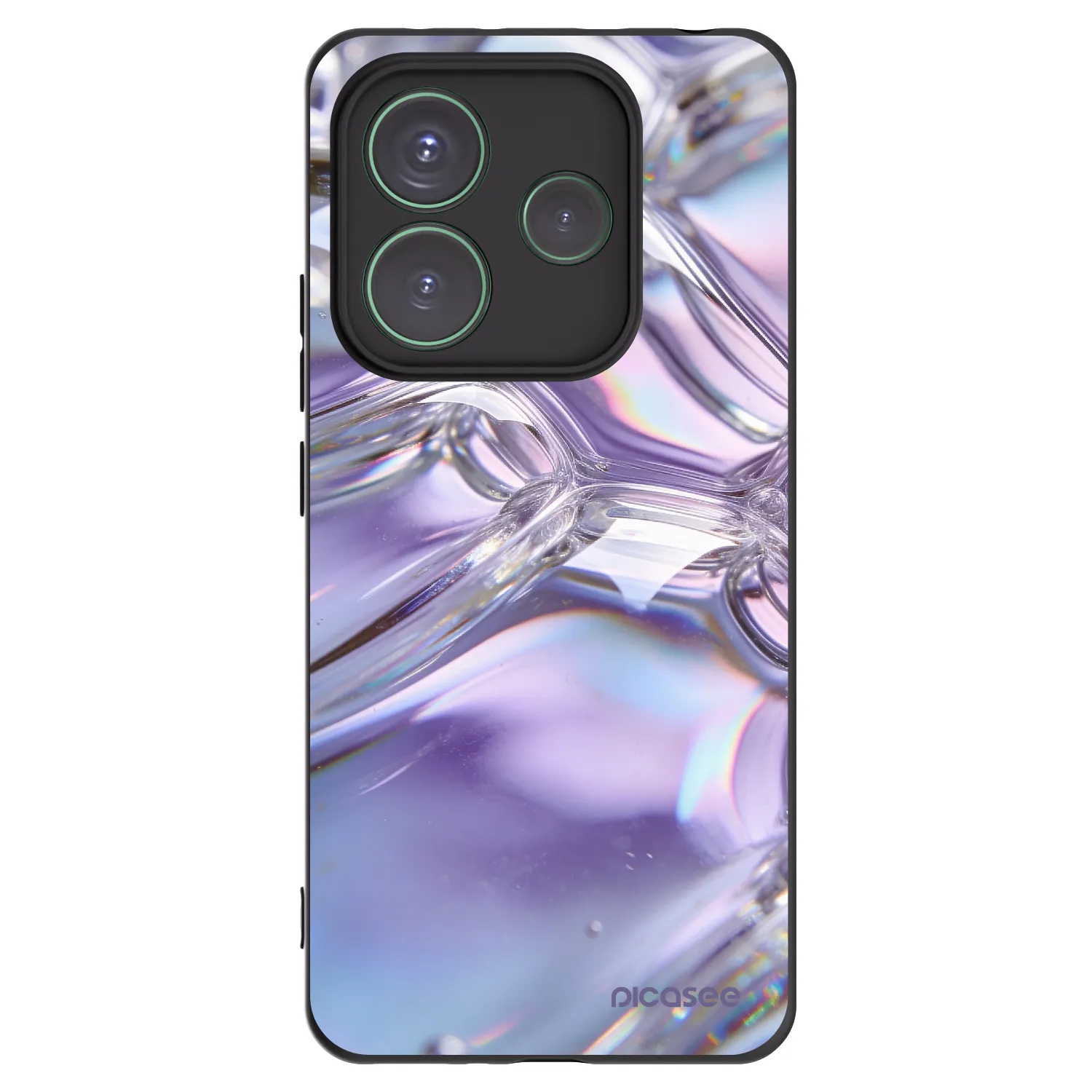 Picasee silikonowe czarne etui na Xiaomi Redmi Note 14 5G - Iridescent bubbles