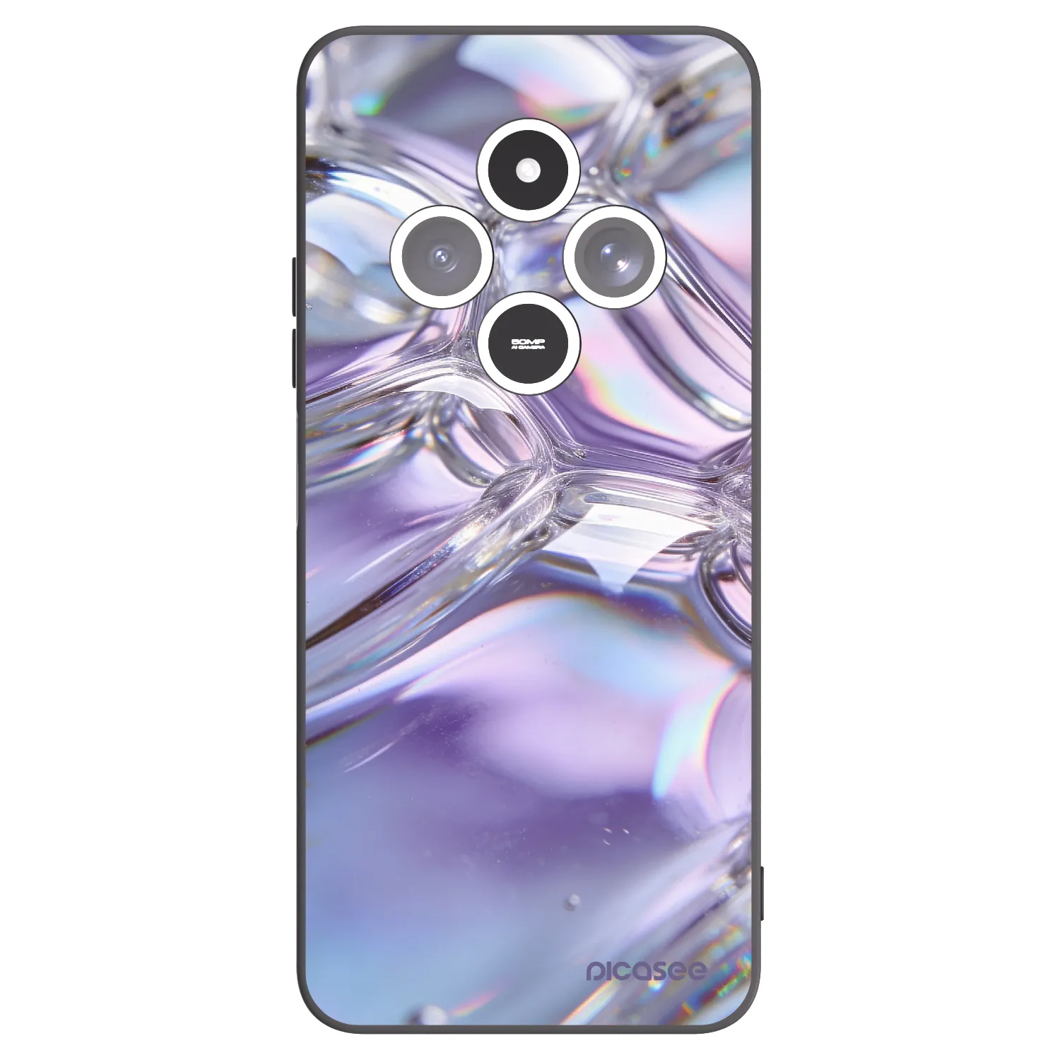 Picasee silikonowe czarne etui na Xiaomi Redmi 14C - Iridescent bubbles