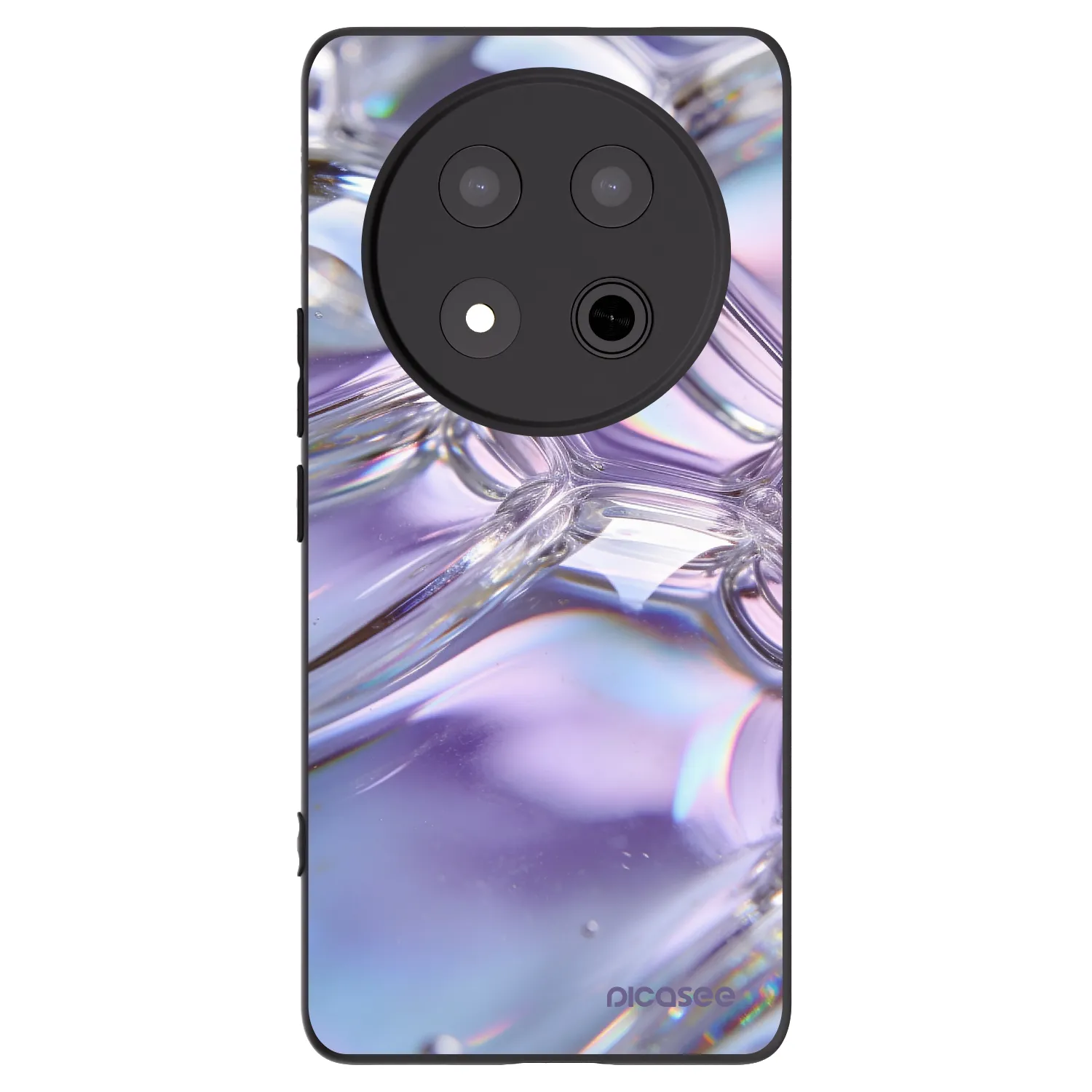 Picasee silikonowe czarne etui na Honor Magic7 Lite 5G - Iridescent bubbles