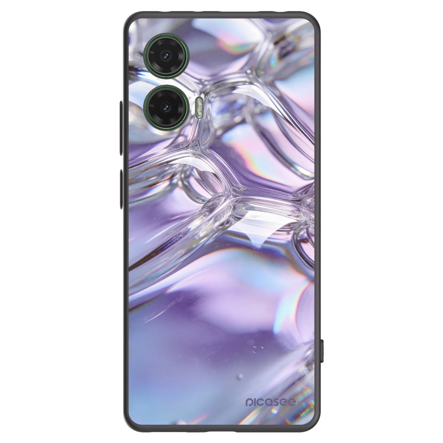 Picasee silikonowe czarne etui na Motorola Moto G35 5G - Iridescent bubbles