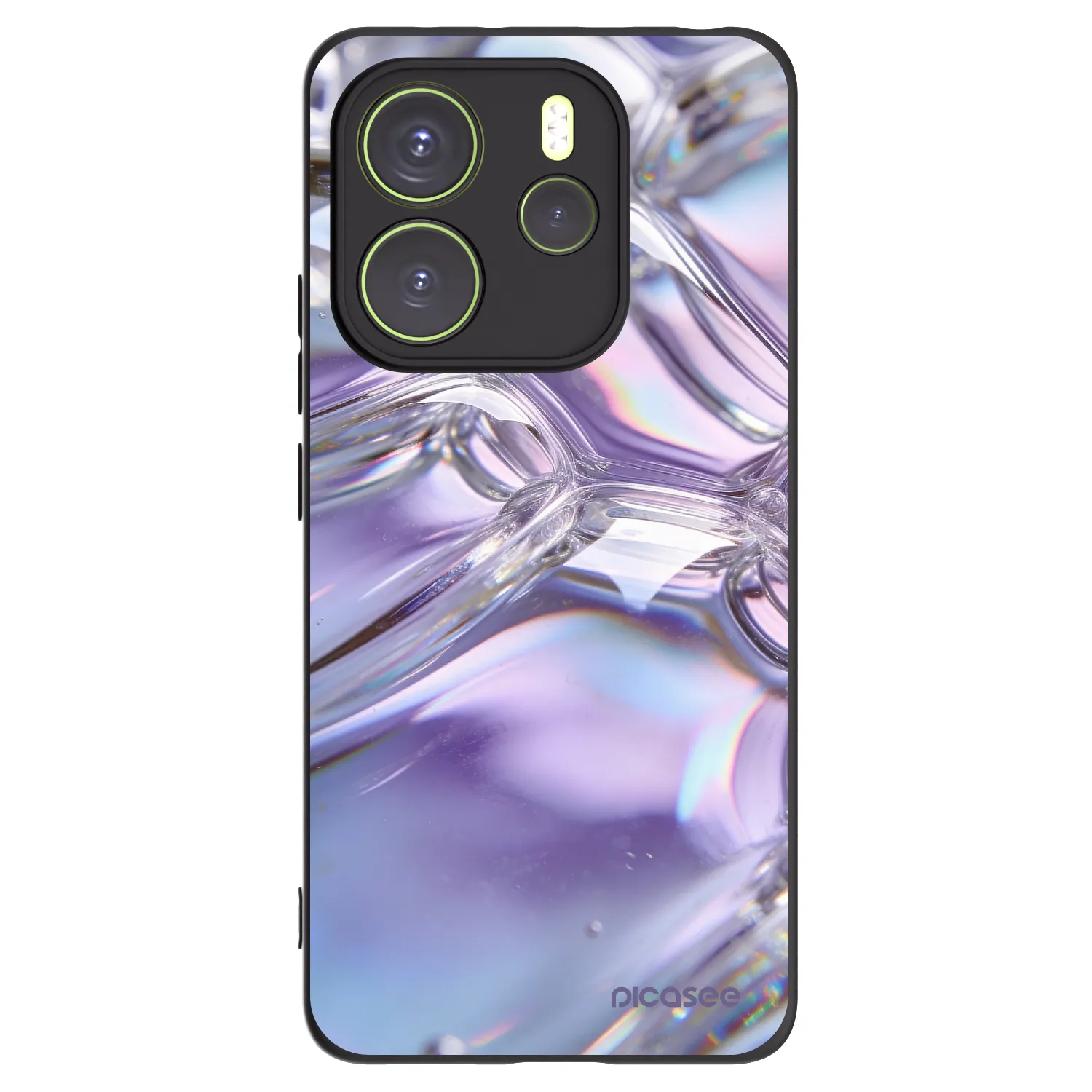 Picasee silikonowe czarne etui na Xiaomi Redmi Note 14 4G - Iridescent bubbles