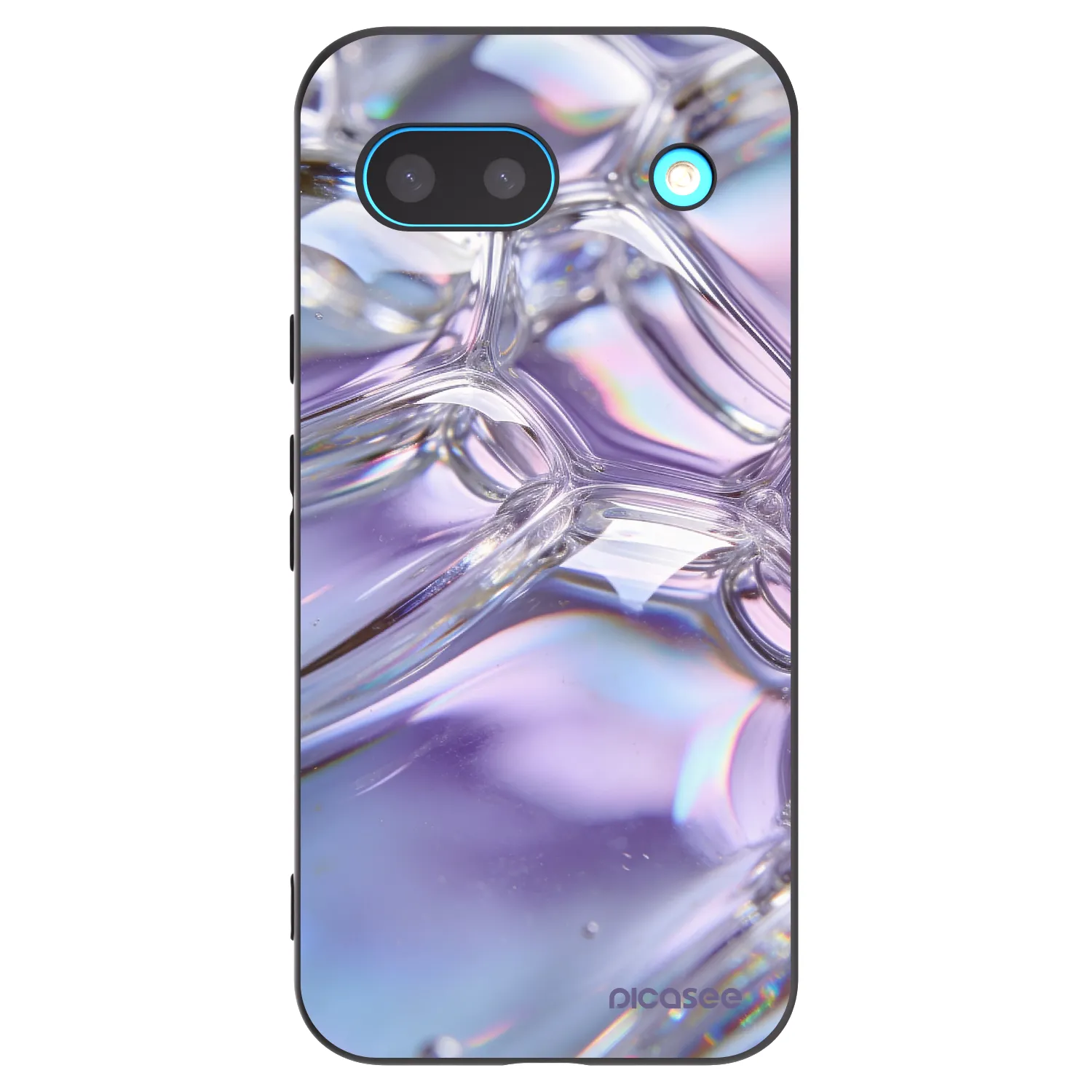 Picasee silikonowe czarne etui na Google Pixel 8a - Iridescent bubbles