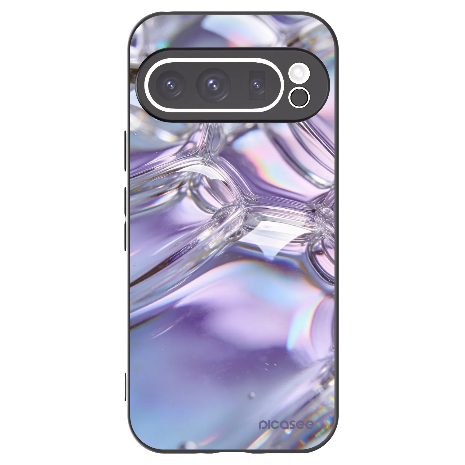 Picasee silikonowe czarne etui na Google Pixel 9 Pro - Iridescent bubbles