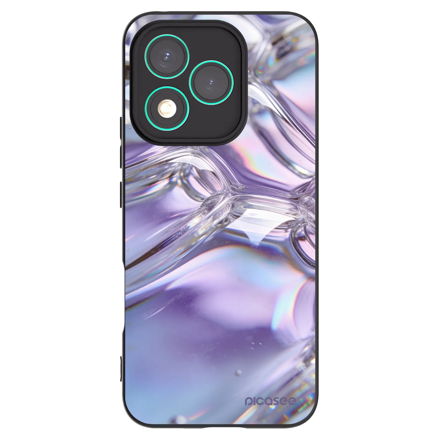 Picasee silikonowe czarne etui na Honor 400 Lite 5G - Iridescent bubbles