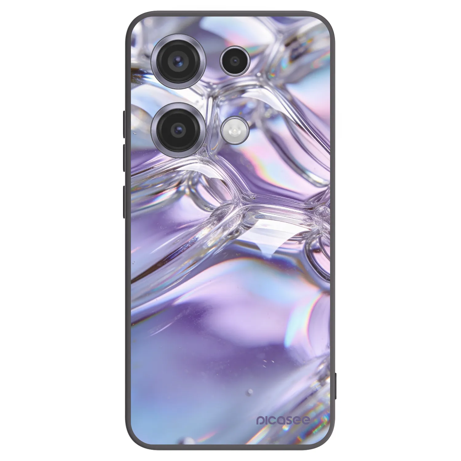 Picasee silikonowe czarne etui na Xiaomi Redmi Note 14S - Iridescent bubbles