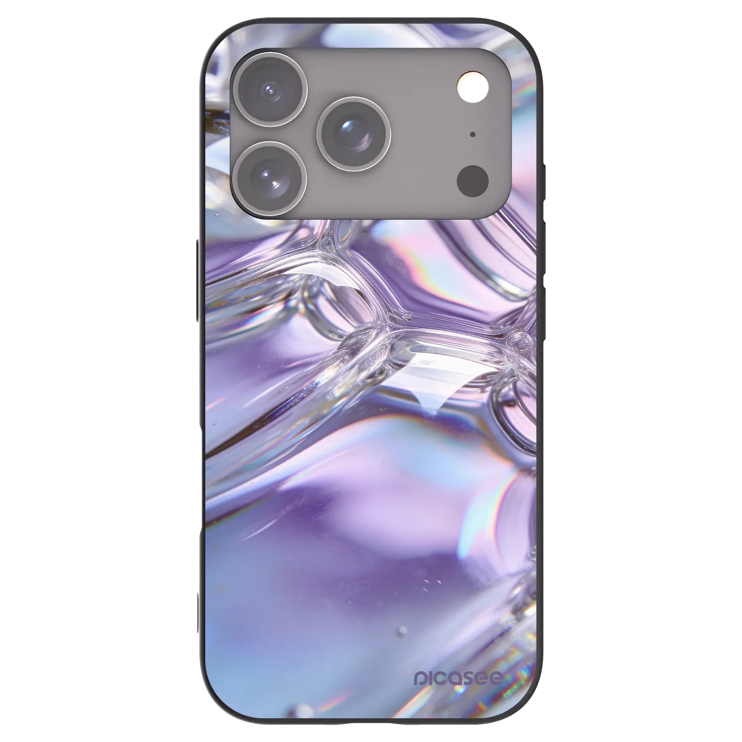 Picasee silikonowe czarne etui na Apple iPhone 17 Pro - Iridescent bubbles