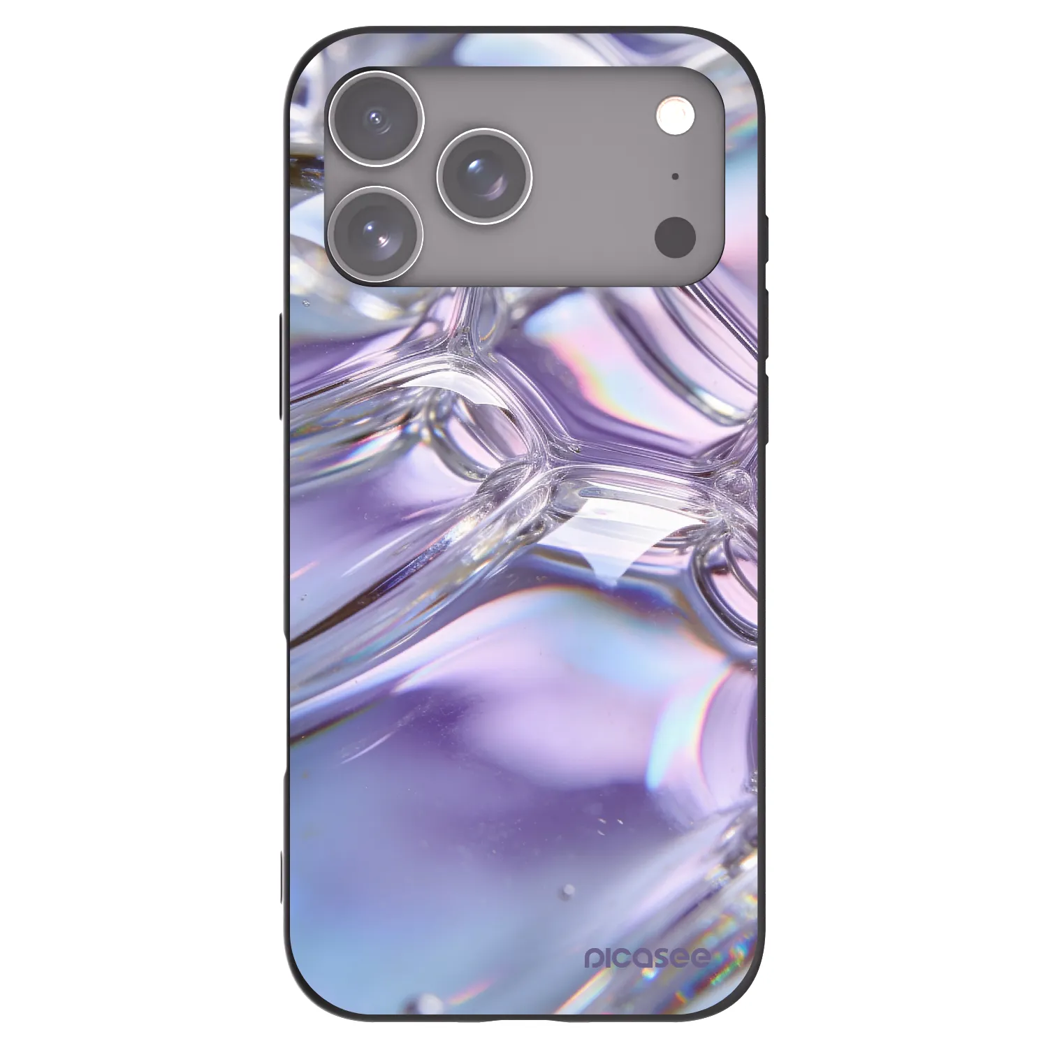 Picasee silikonowe czarne etui na Apple iPhone 17 Pro Max - Iridescent bubbles