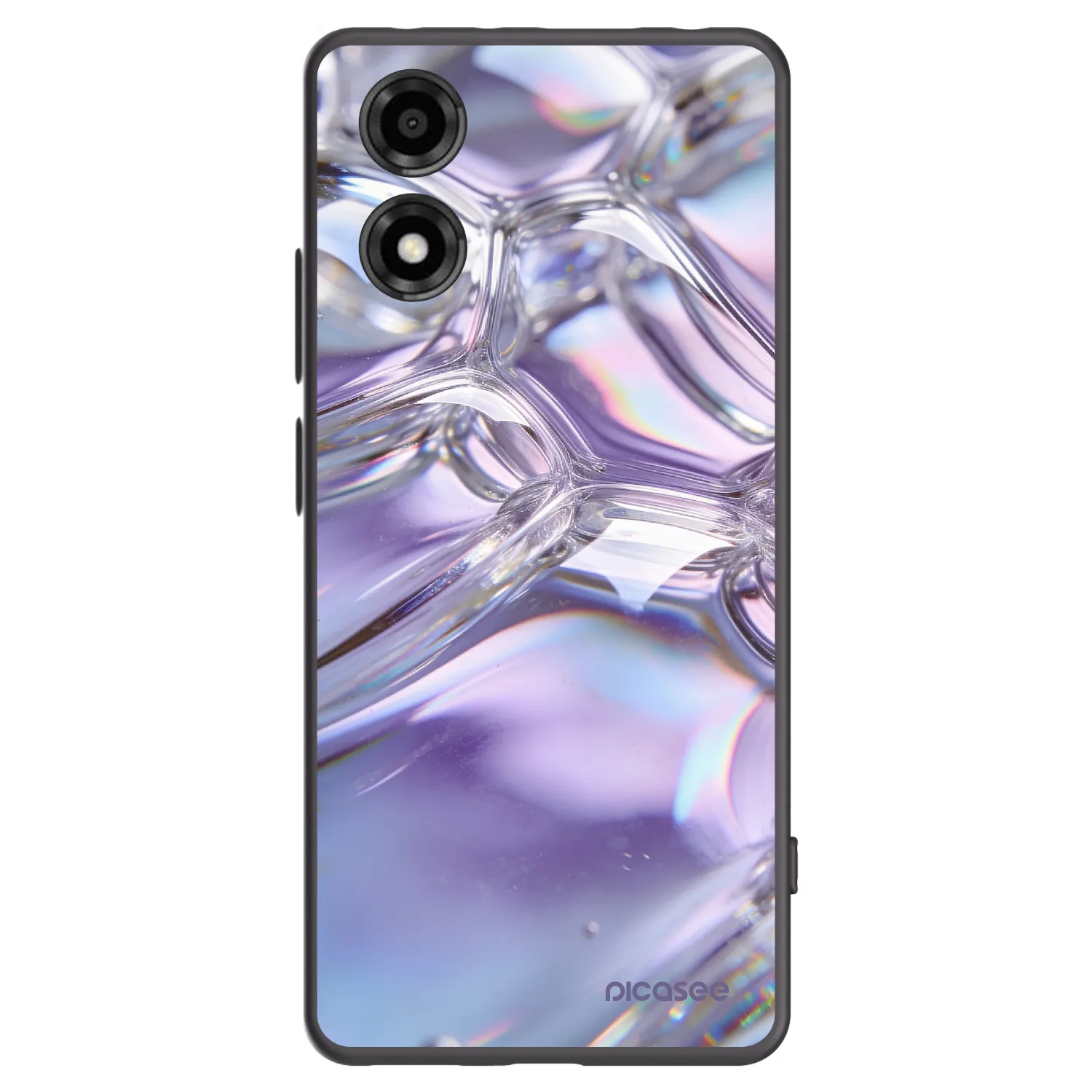 Picasee silikonowe czarne etui na Motorola Moto E14 - Iridescent bubbles