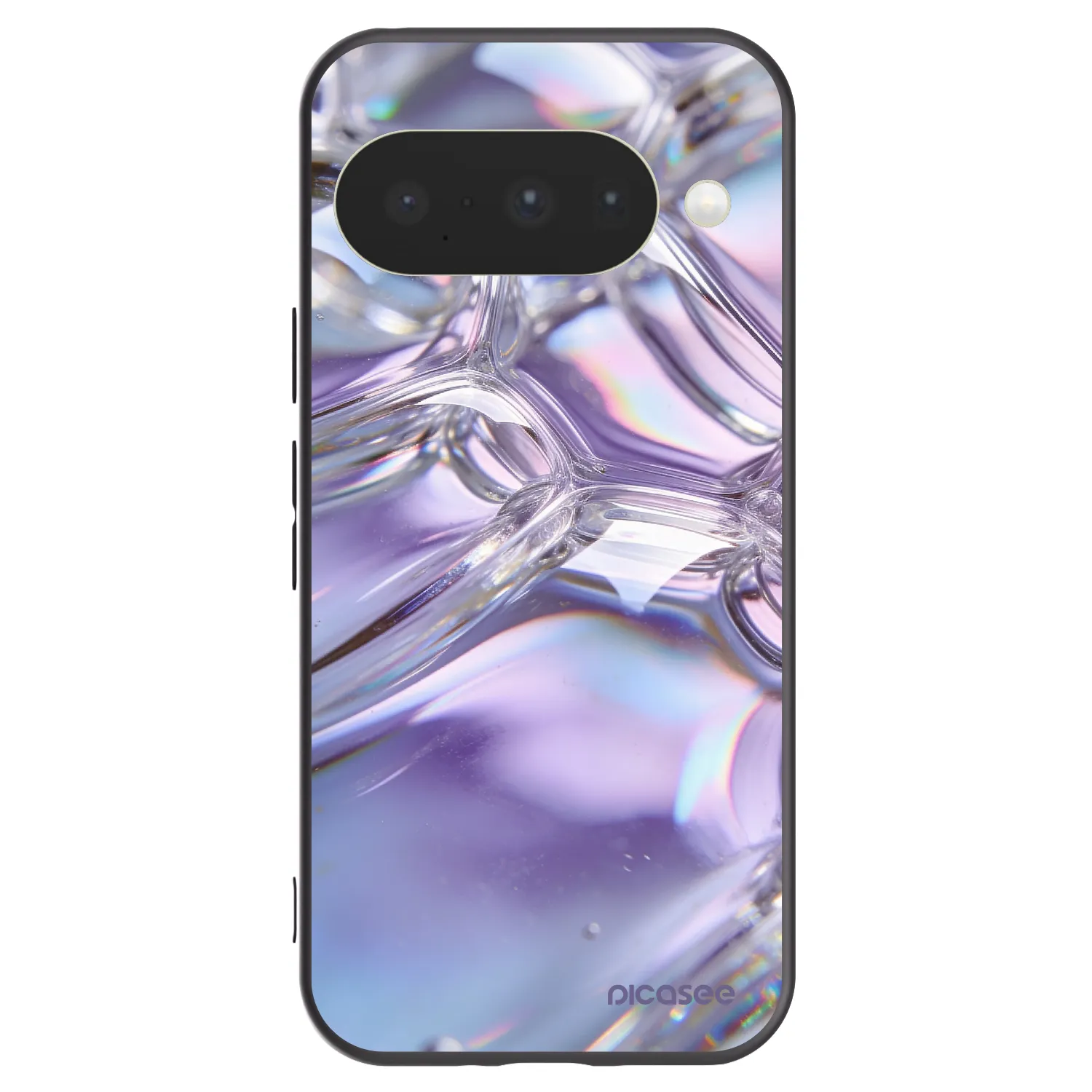 Picasee silikonowe czarne etui na Google Pixel 10 - Iridescent bubbles