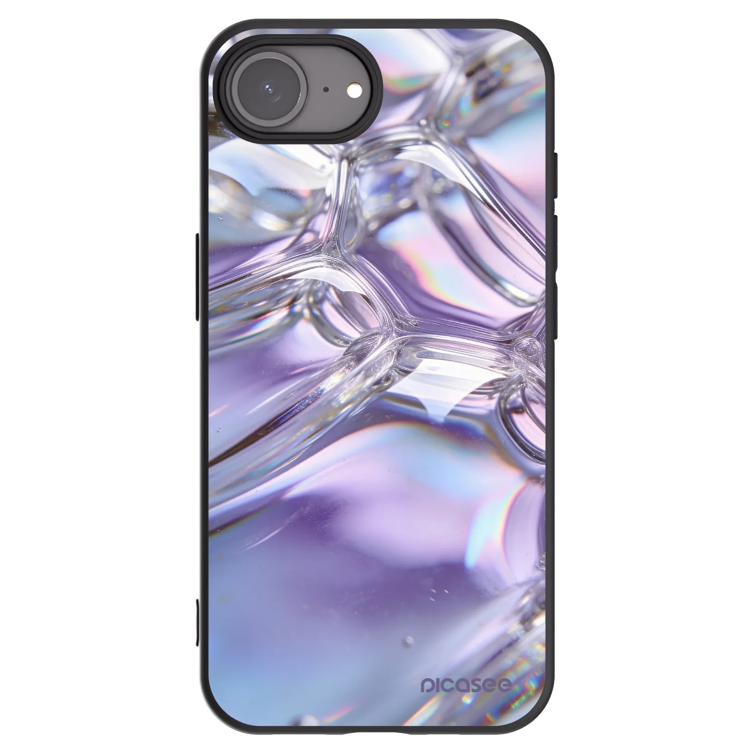 Picasee silikonowe czarne etui na Apple iPhone 17e - Iridescent bubbles