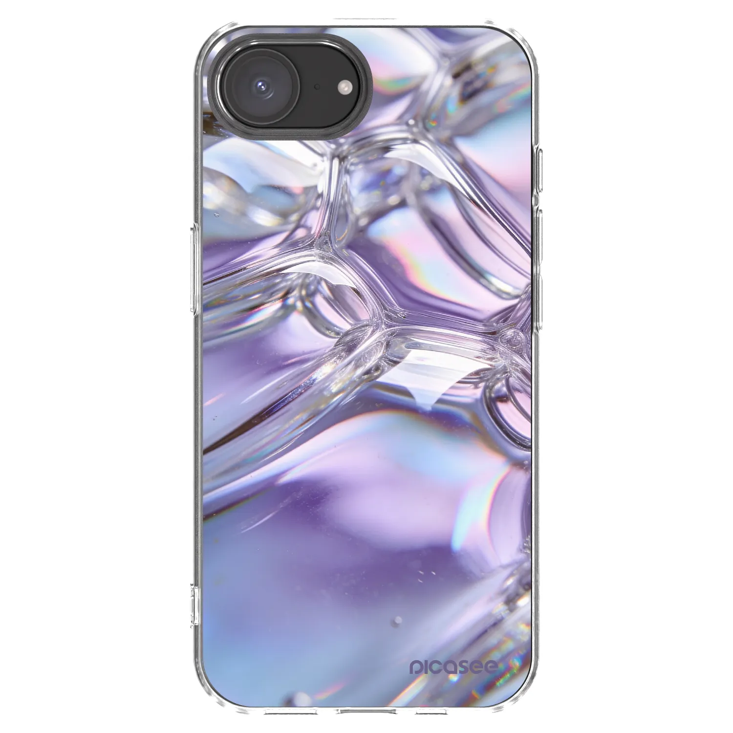 Picasee silikonowe przeźroczyste etui na Apple iPhone 17e - Iridescent bubbles