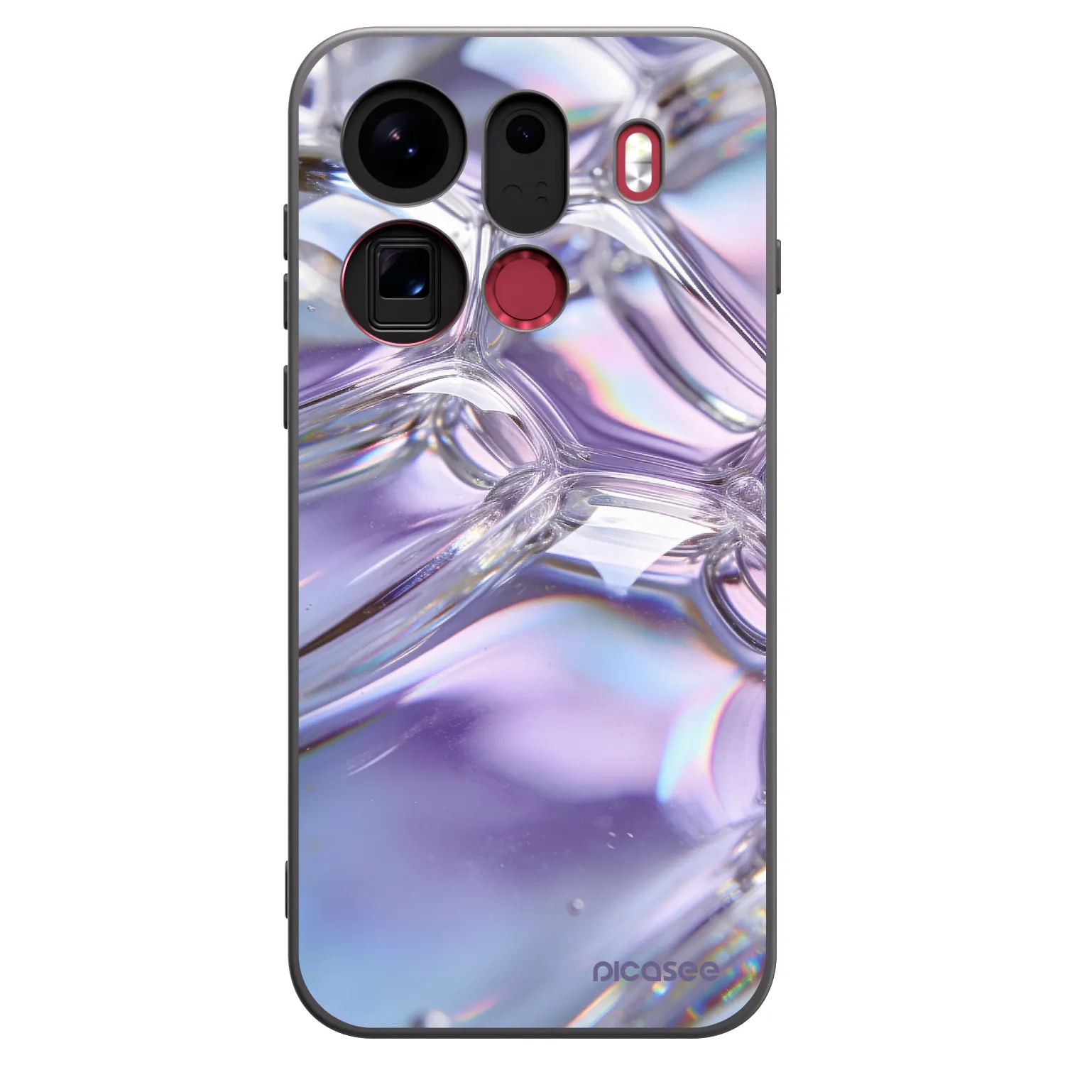 Picasee silikonowe czarne etui na OPPO Find X9 Pro - Iridescent bubbles