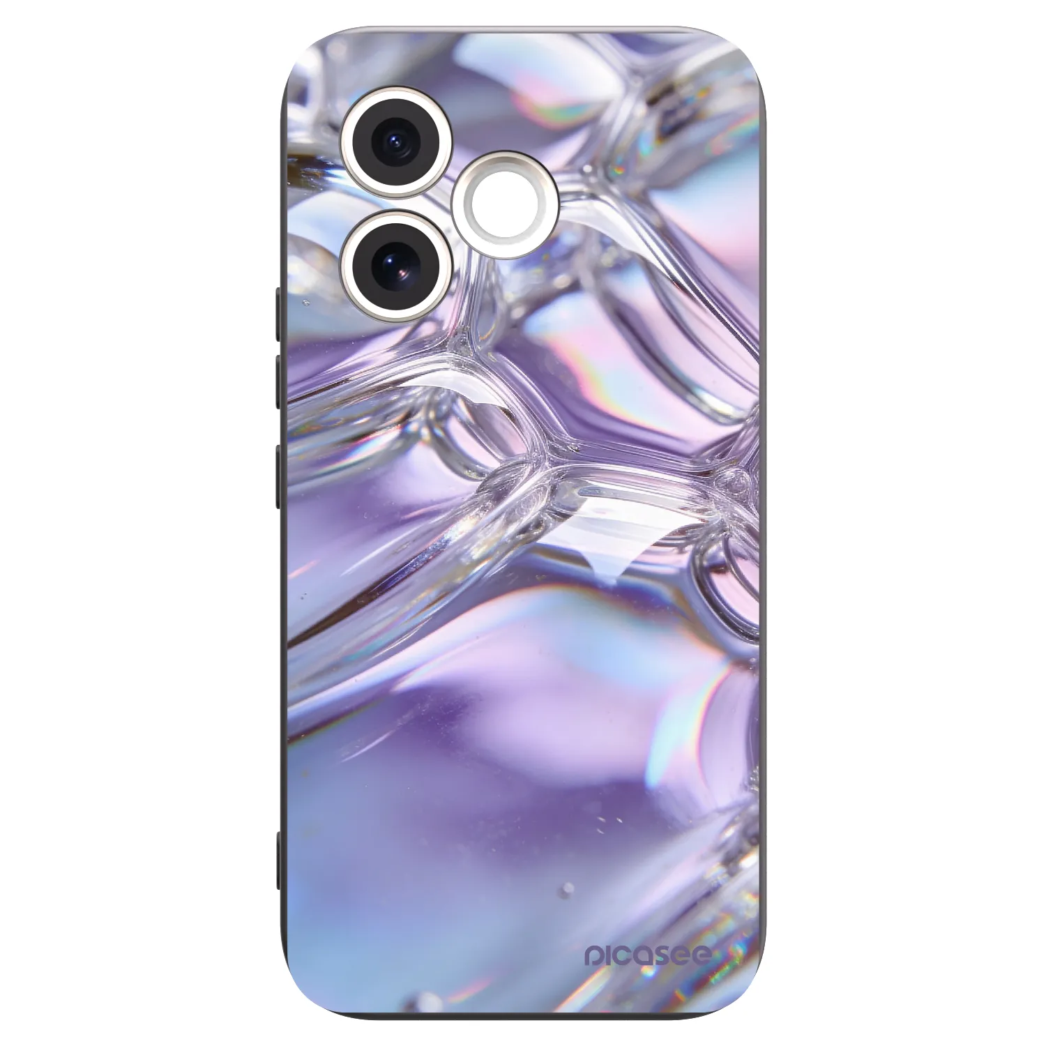 Picasee silikonowe czarne etui na Honor 600 Lite - Iridescent bubbles