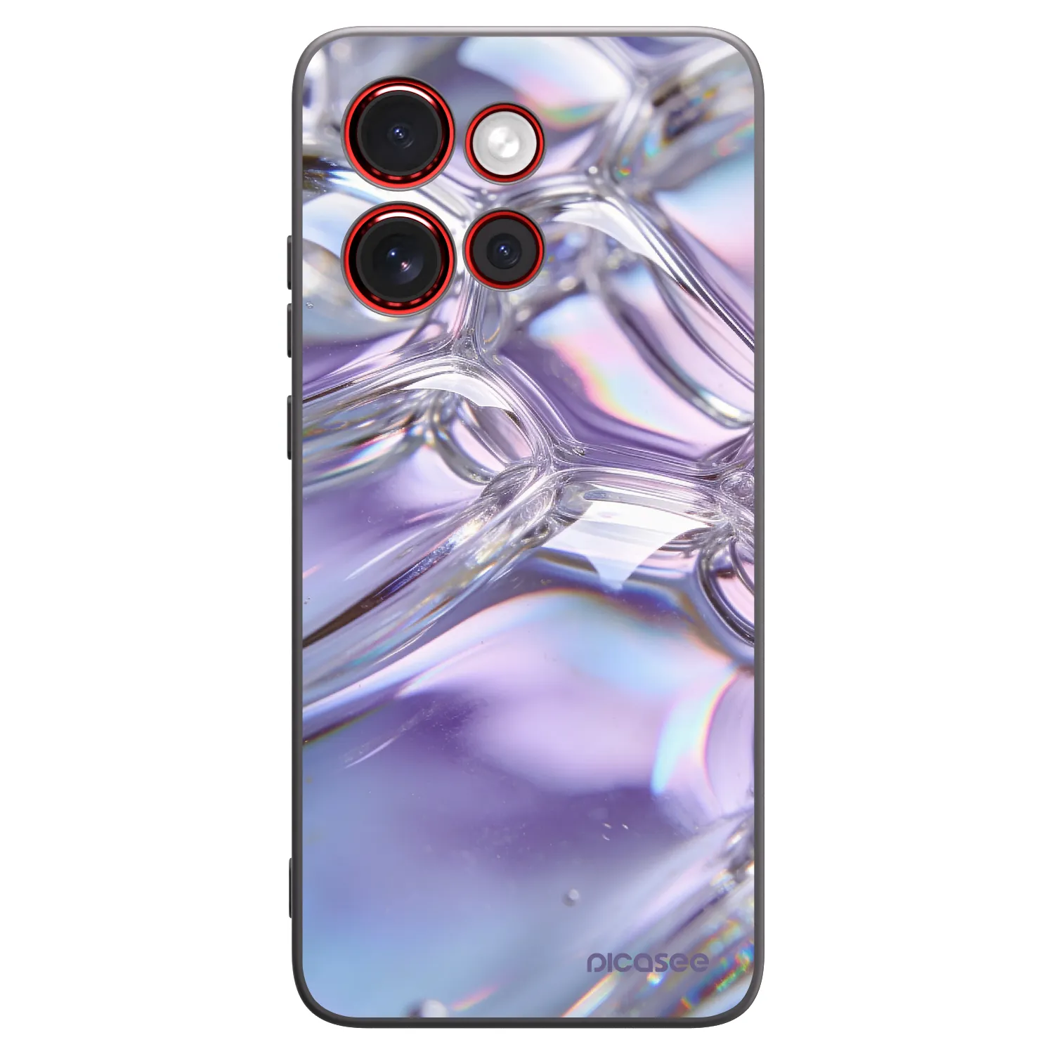 Picasee silikonowe czarne etui na Motorola Edge 60 Neo 5G - Iridescent bubbles