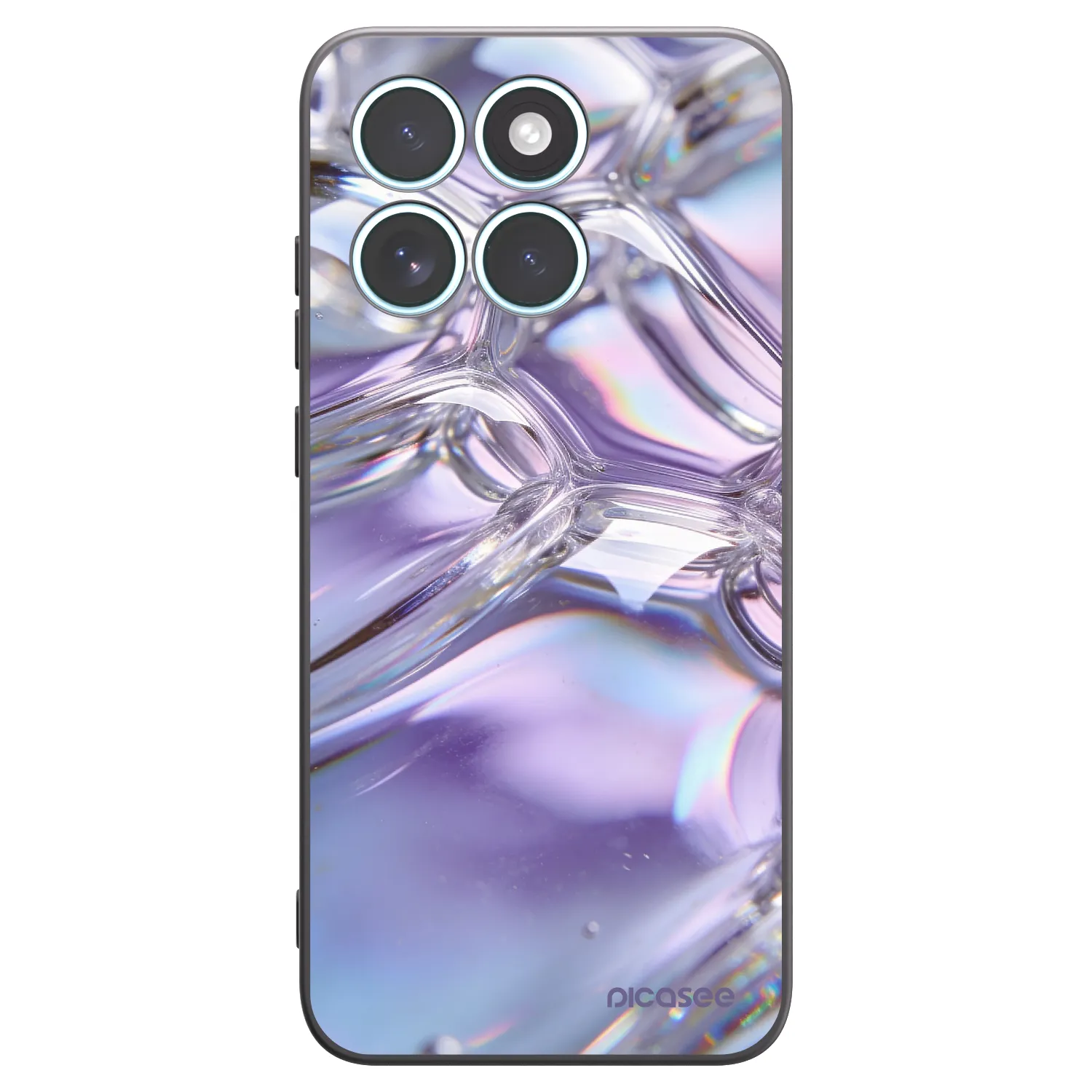 Picasee silikonowe czarne etui na Motorola Edge 70 Fusion - Iridescent bubbles