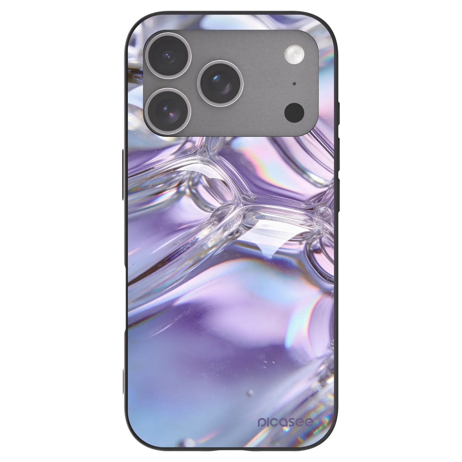 Picasee silikonowe czarne etui na Apple iPhone 18 Pro - Iridescent bubbles