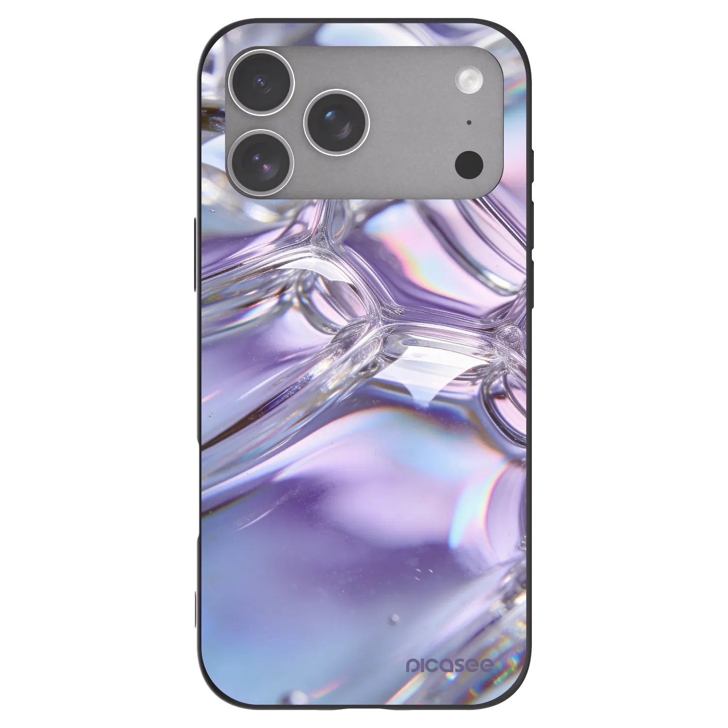 Picasee silikonowe czarne etui na Apple iPhone 18 Pro Max - Iridescent bubbles