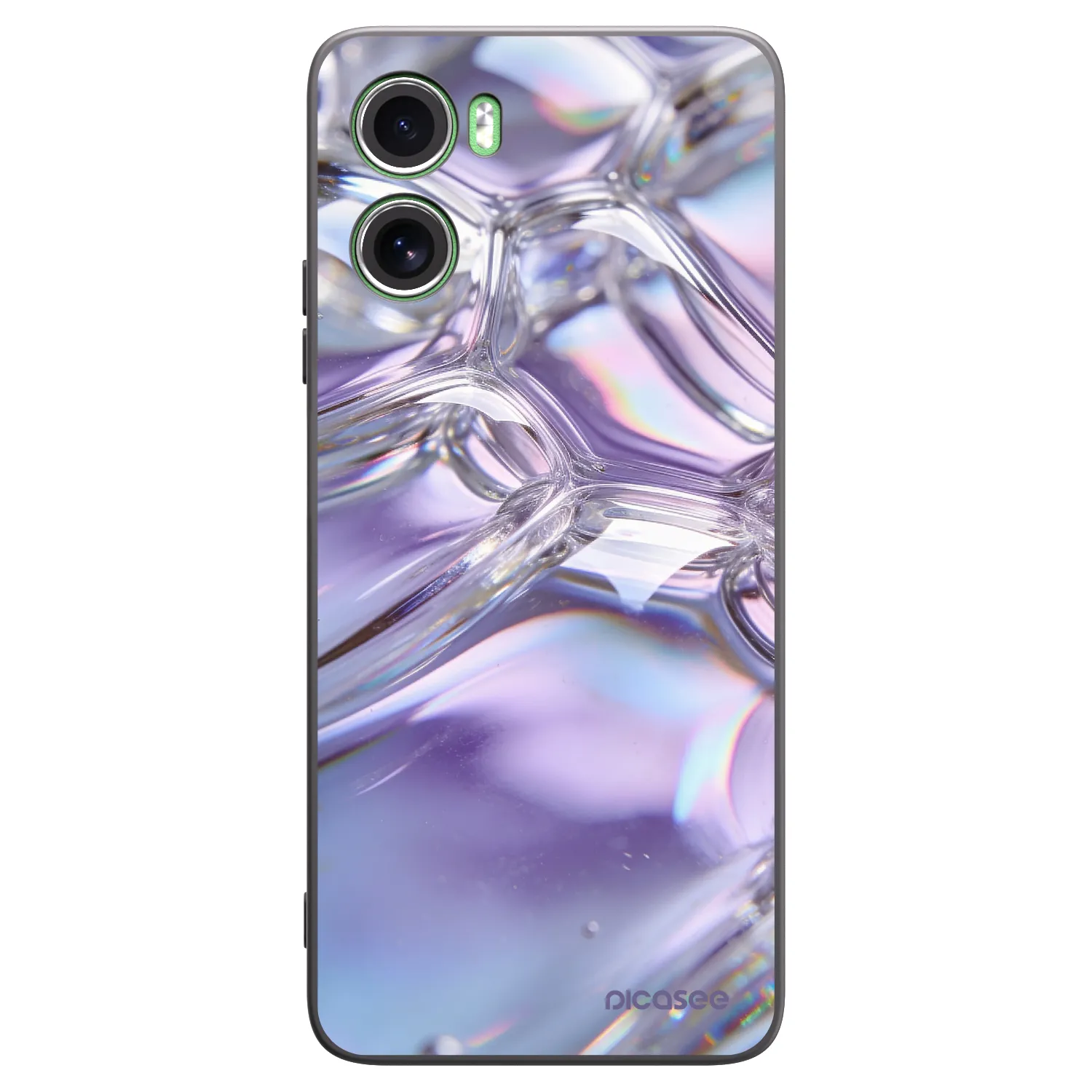 Picasee silikonowe czarne etui na Motorola Moto G06 - Iridescent bubbles
