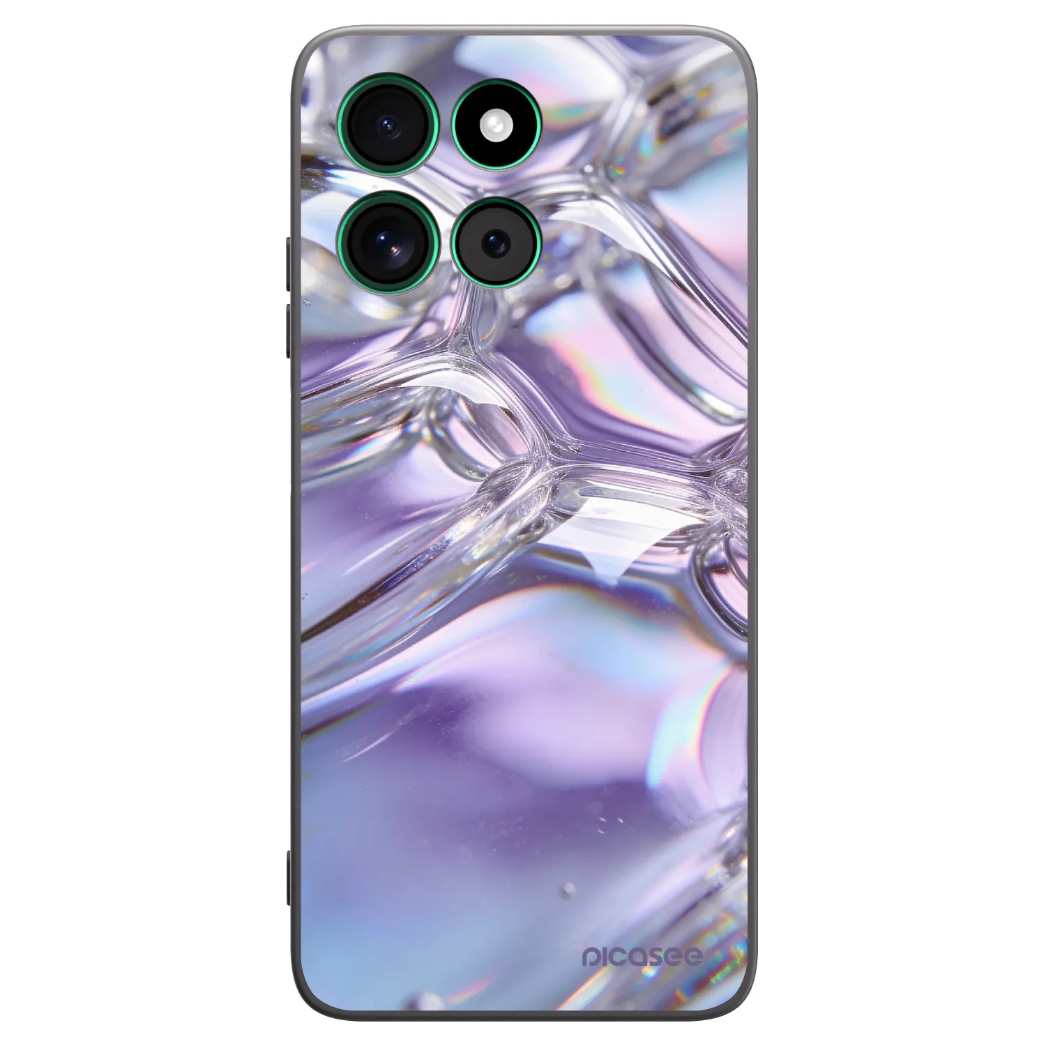 Picasee silikonowe czarne etui na Motorola Moto G57 Power - Iridescent bubbles