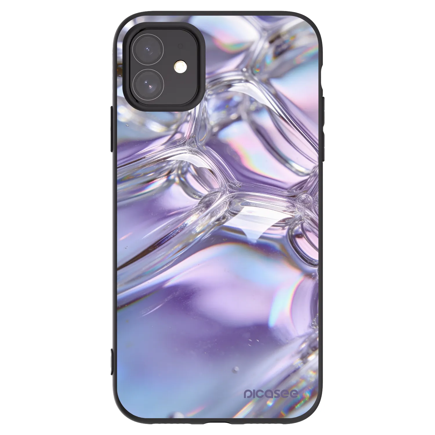 Picasee silikonowe czarne etui na Apple iPhone 11 - Iridescent bubbles