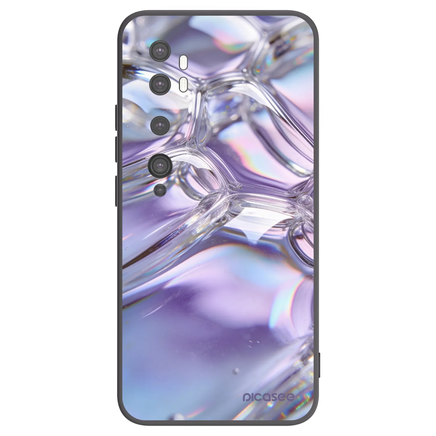 Picasee silikonowe czarne etui na Xiaomi Mi Note 10 (Pro) - Iridescent bubbles