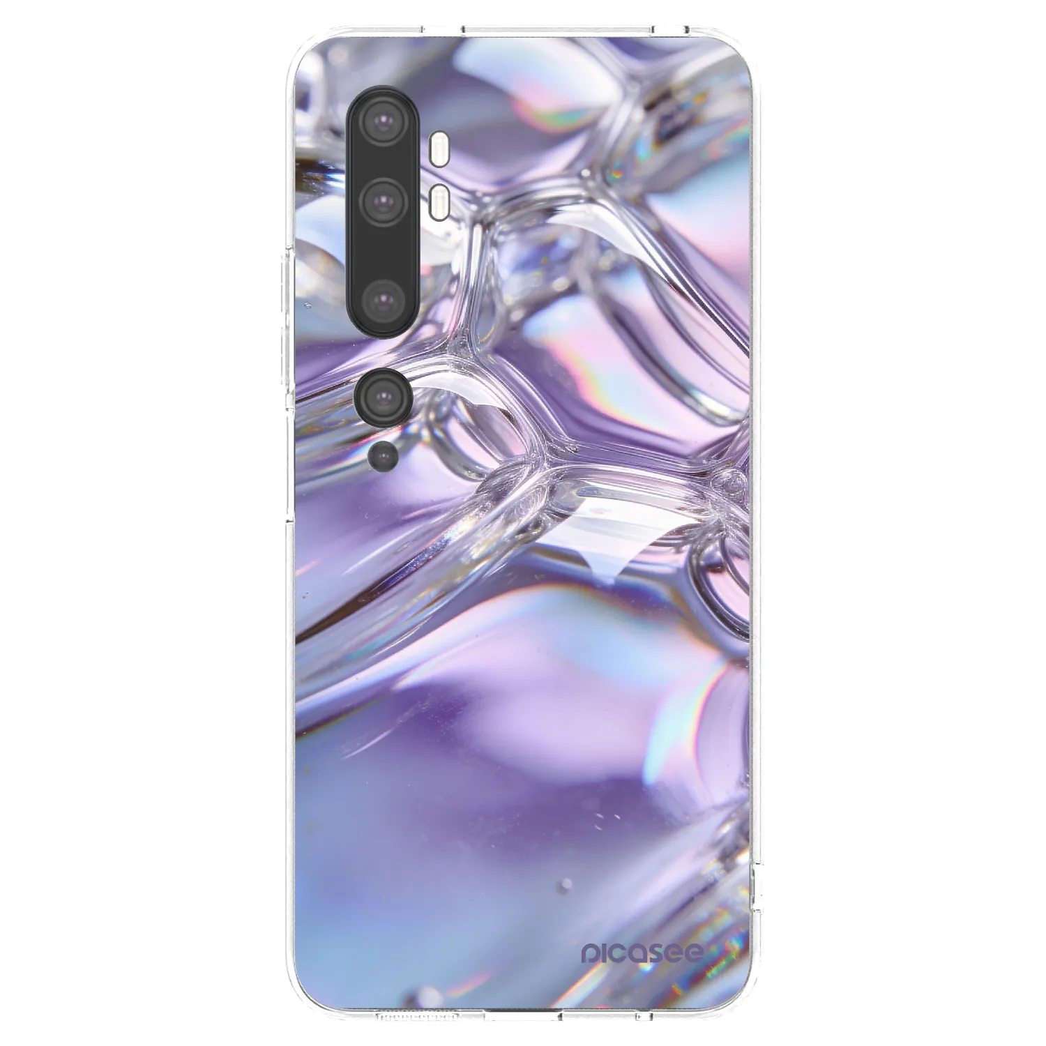Picasee silikonowe przeźroczyste etui na Xiaomi Mi Note 10 (Pro) - Iridescent bubbles