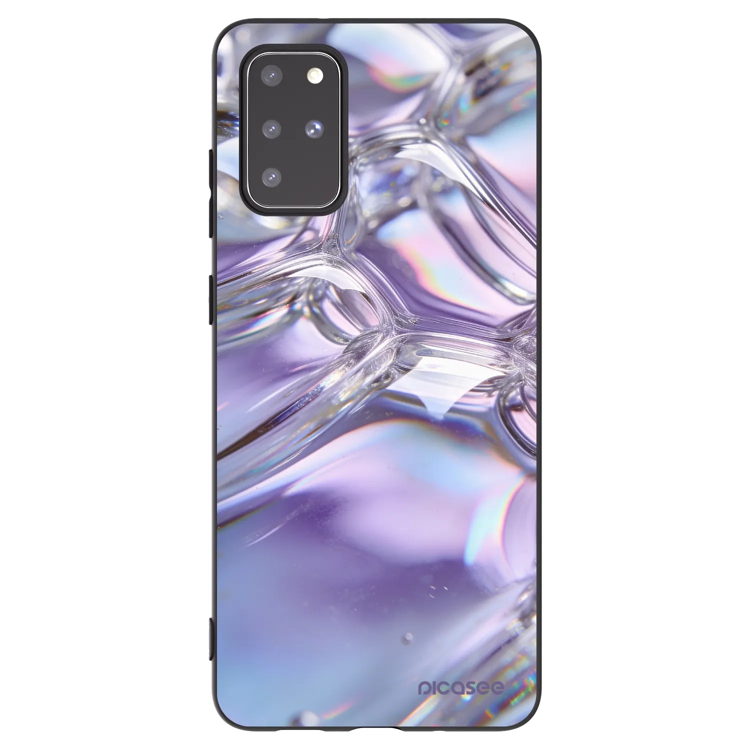 Picasee silikonowe czarne etui na Samsung Galaxy S20+ G985F - Iridescent bubbles