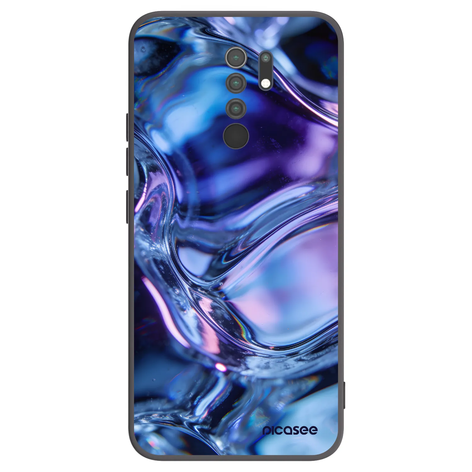Picasee silikonowe czarne etui na Xiaomi Redmi 9 - Iris liquid