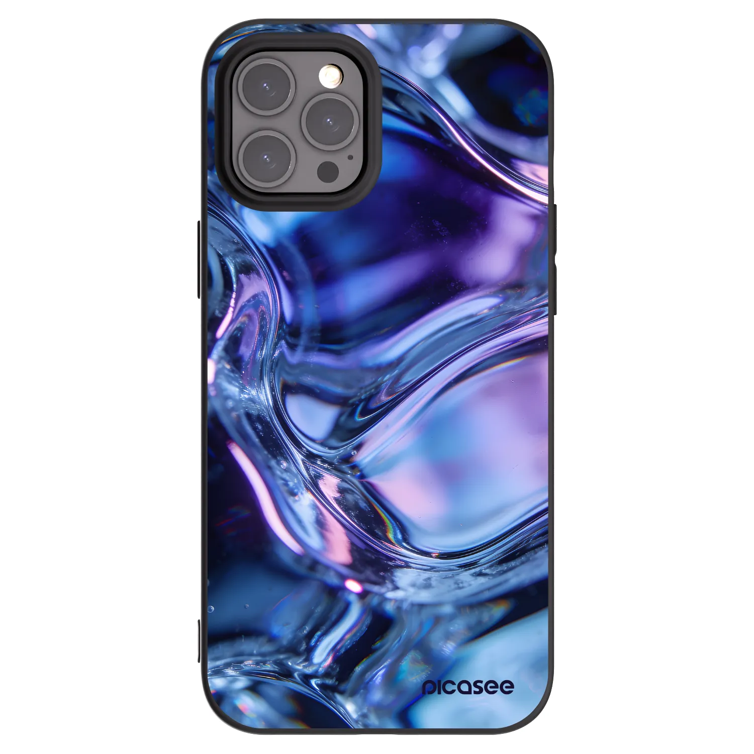 Picasee silikonowe czarne etui na Apple iPhone 12 Pro Max - Iris liquid
