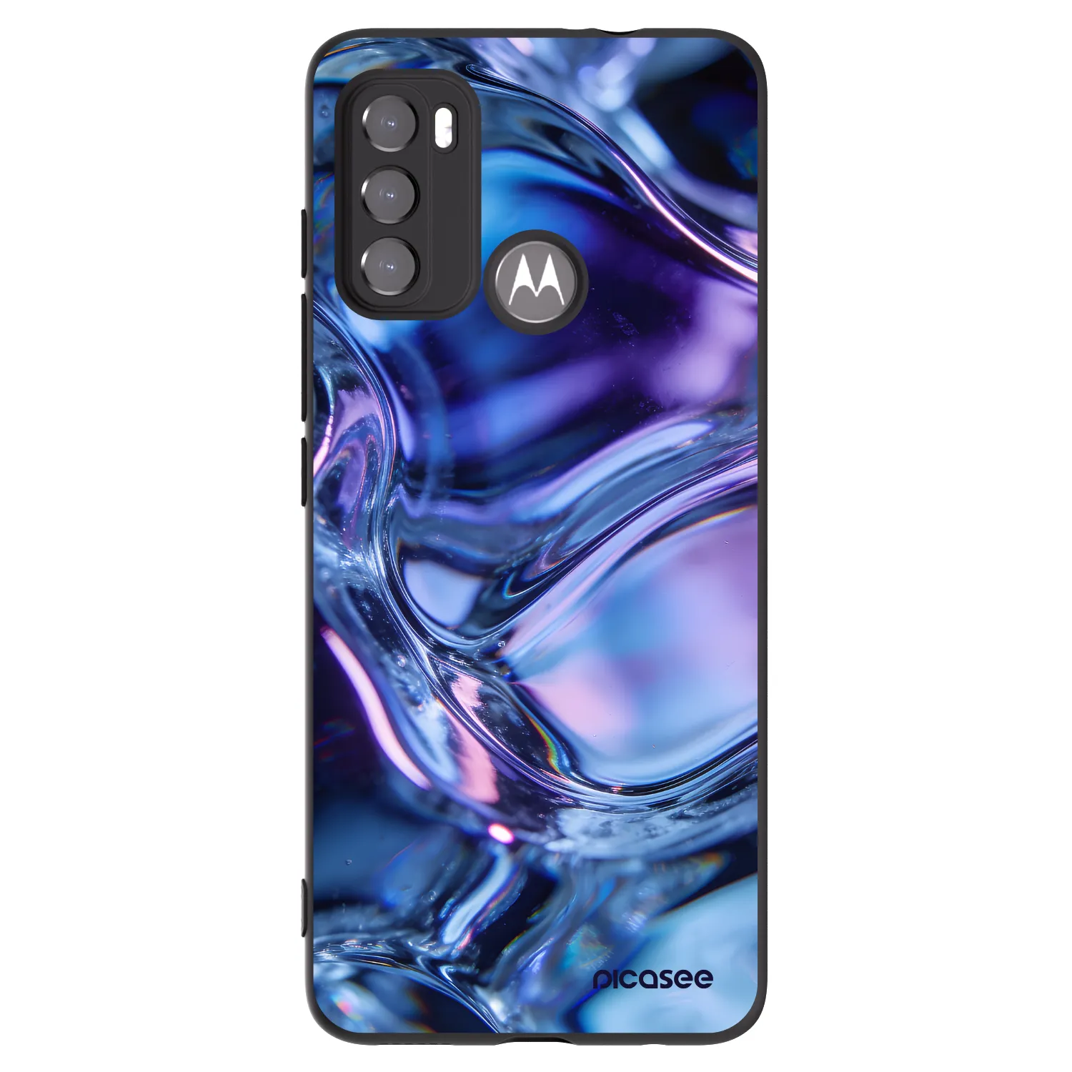 Picasee silikonowe czarne etui na Motorola Moto G60 - Iris liquid