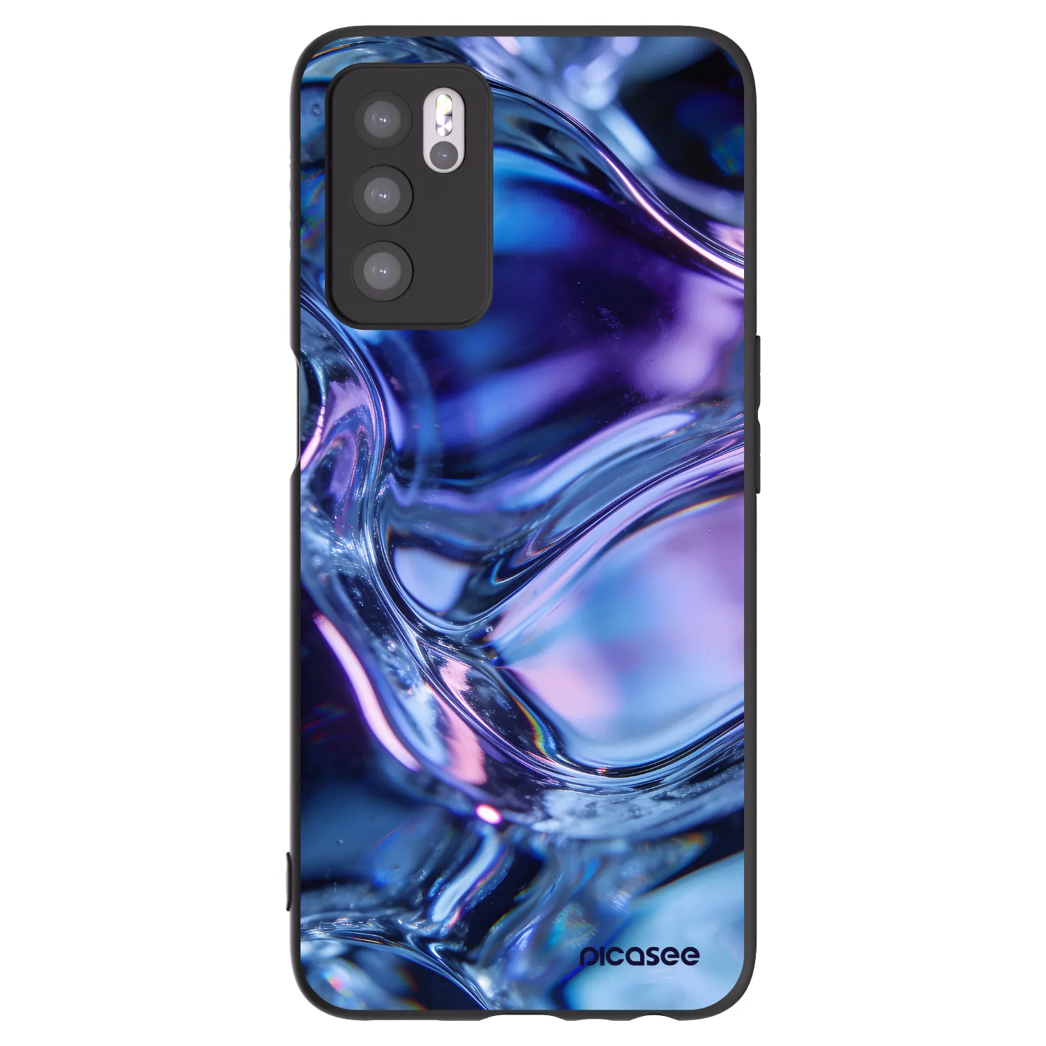 Picasee silikonowe czarne etui na OPPO A16 - Iris liquid