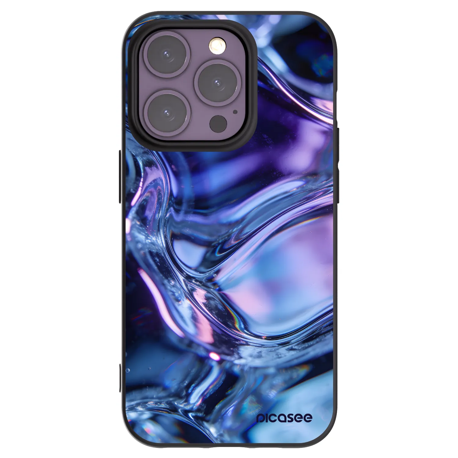 Picasee silikonowe czarne etui na Apple iPhone 14 Pro - Iris liquid