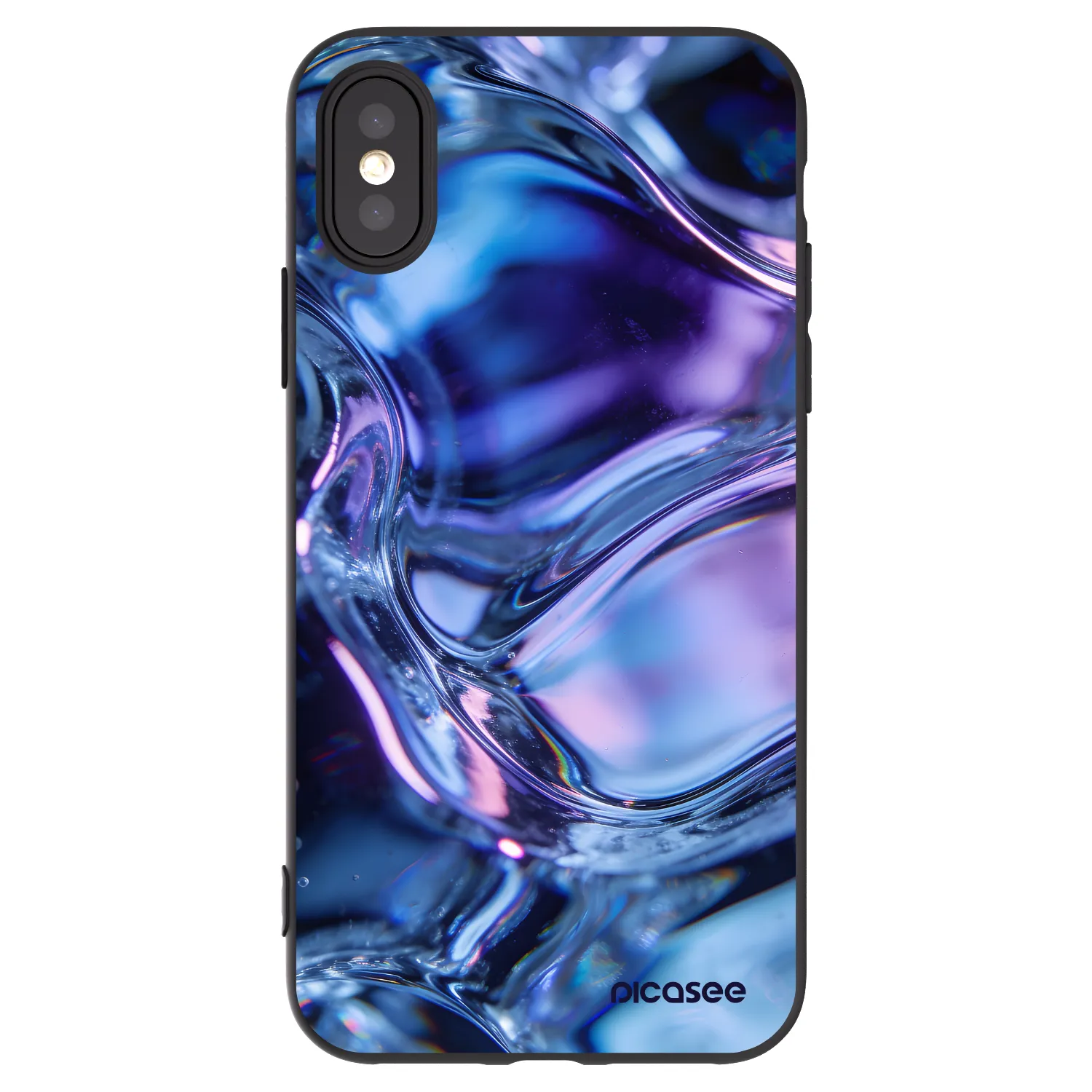 Picasee silikonowe czarne etui na Apple iPhone X/XS - Iris liquid