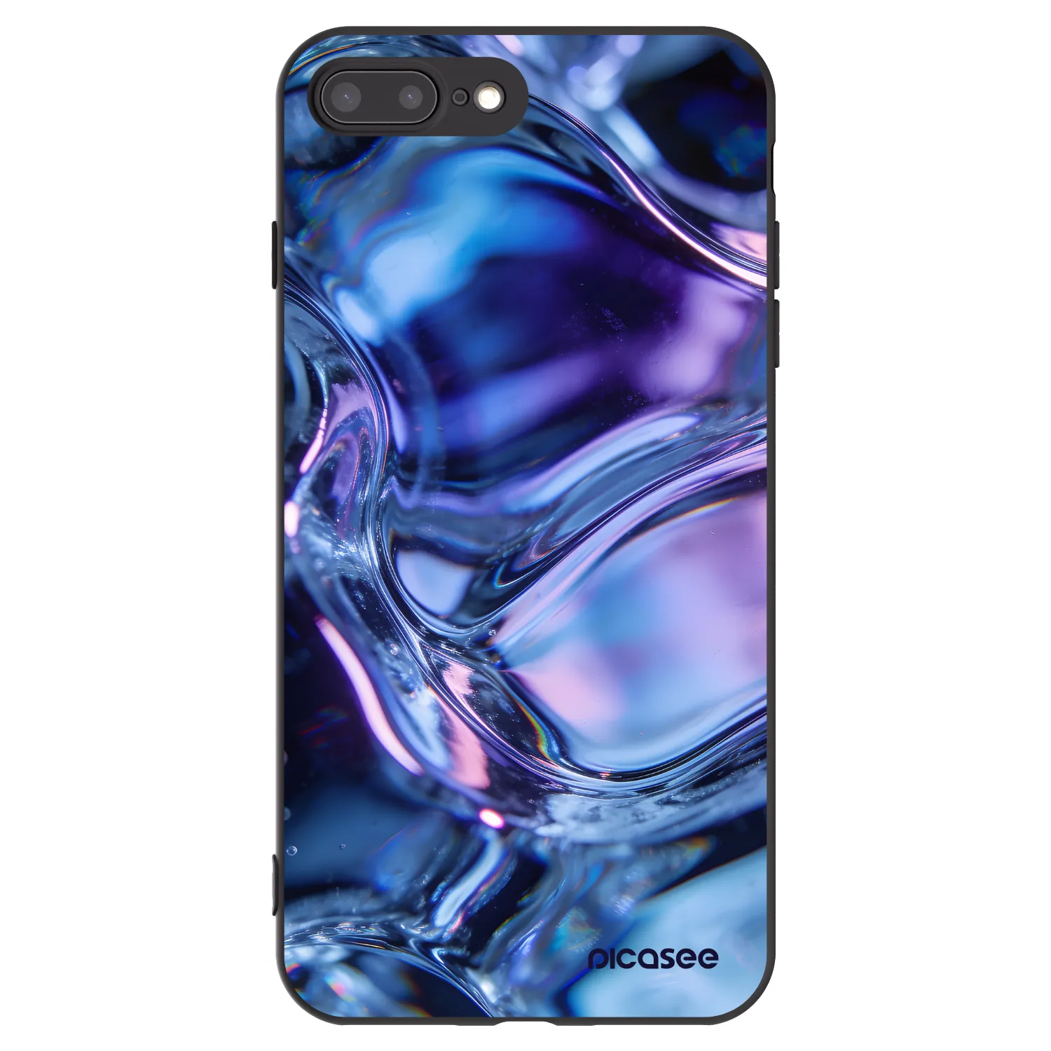 Picasee silikonowe czarne etui na Apple iPhone 7 Plus - Iris liquid