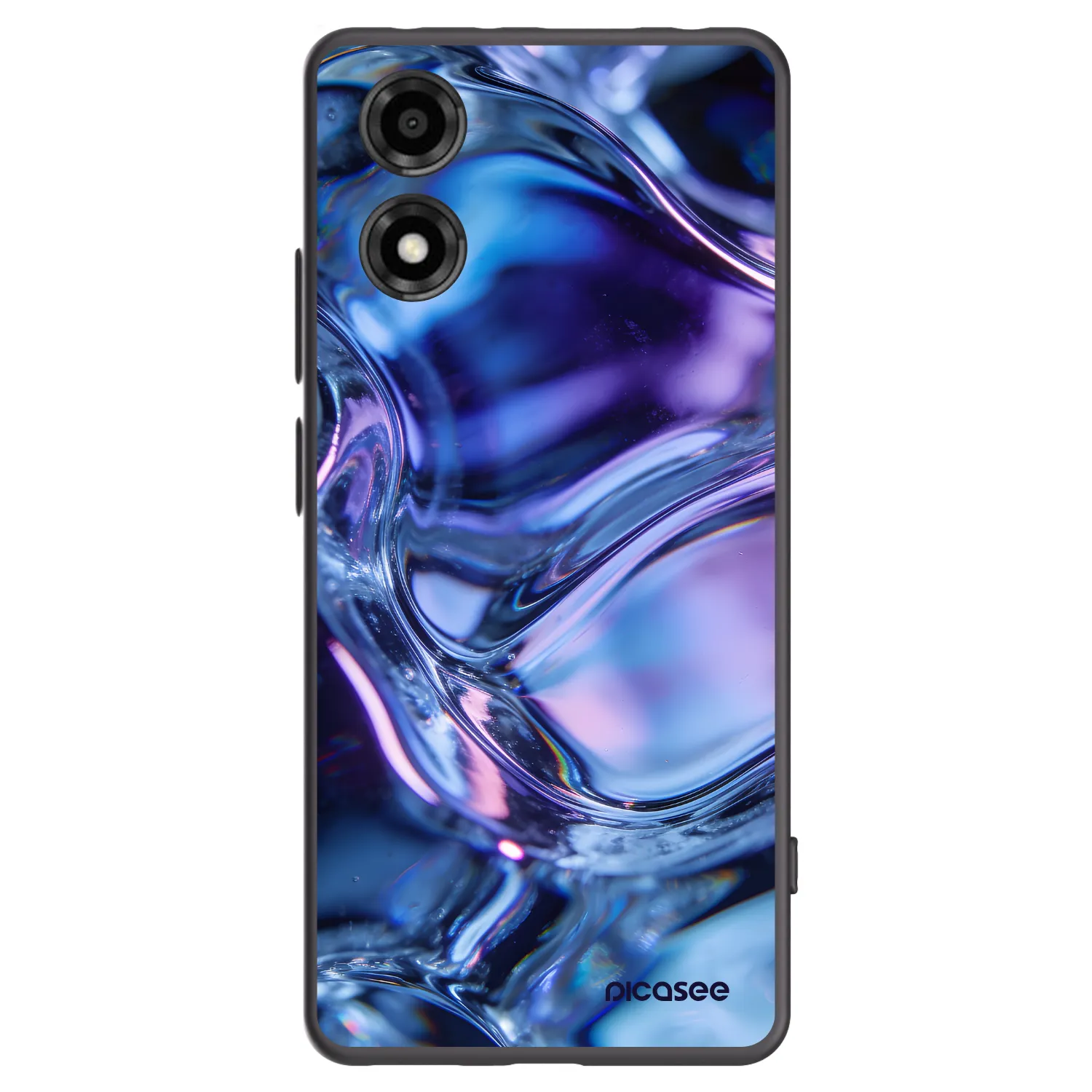 Picasee silikonowe czarne etui na Motorola Moto E14 - Iris liquid