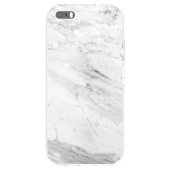 Picasee silikonowe przeźroczyste etui na Apple iPhone 5/5S/SE - White marble