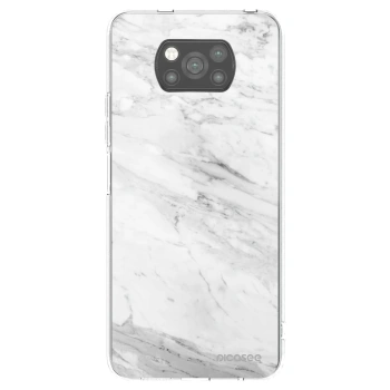 Picasee silikonowe czarne etui na Xiaomi Poco X3 - White marble