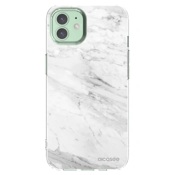 Picasee silikonowe przeźroczyste etui na Apple iPhone 12 Pro - White marble